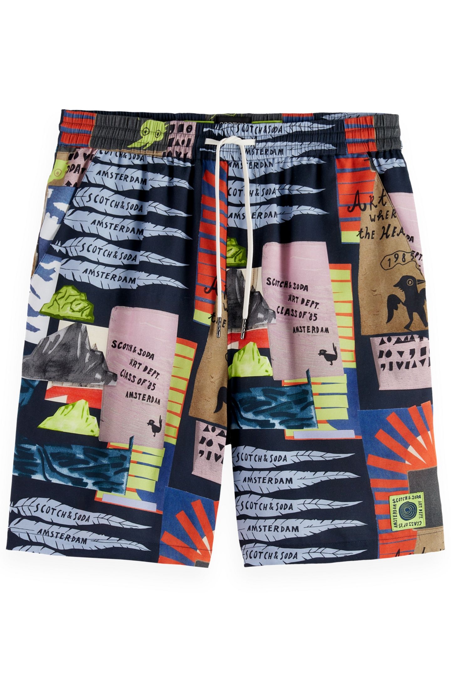 FAVE - PRINTED TENCEL REGULAR FIT BERMUDA SHORTS ART DEPT CO 2