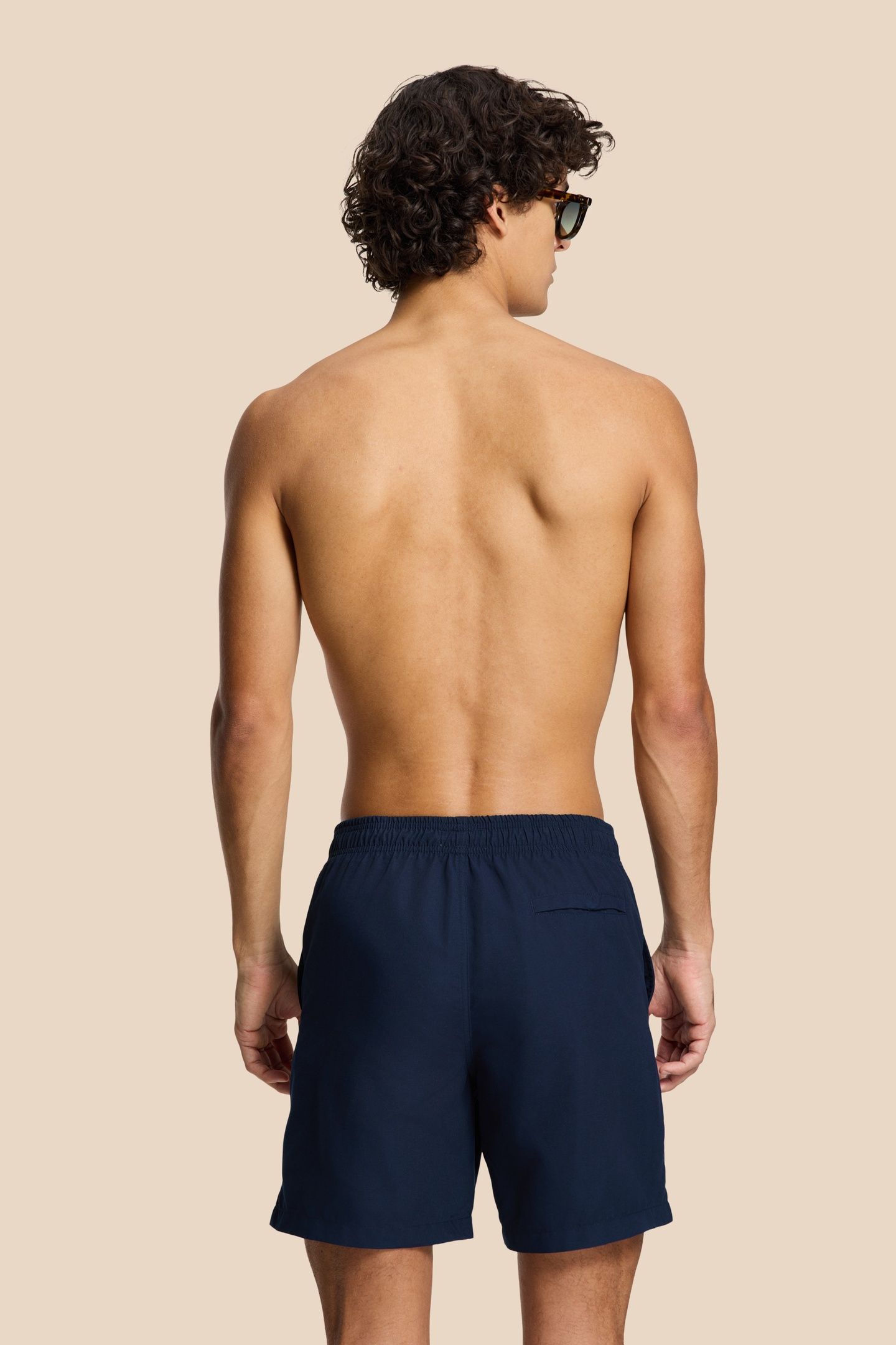 MEN MIKE SWIM SHORTS 7 INCH SOLID BLUE DARK NAVY 3