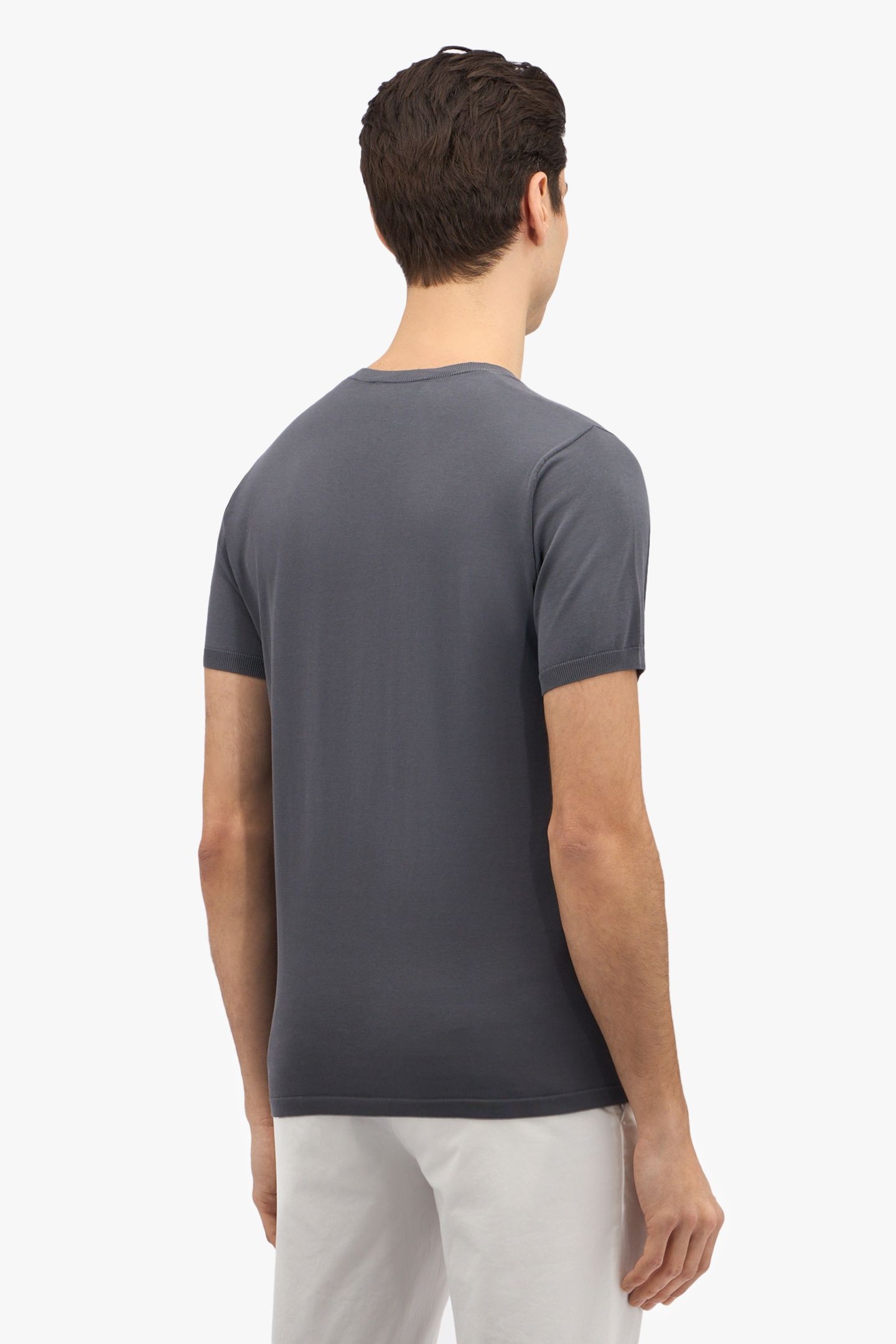 DARK GREY MAKO COTTON SHORT SLEEVE SWEATER DARK GREY 3