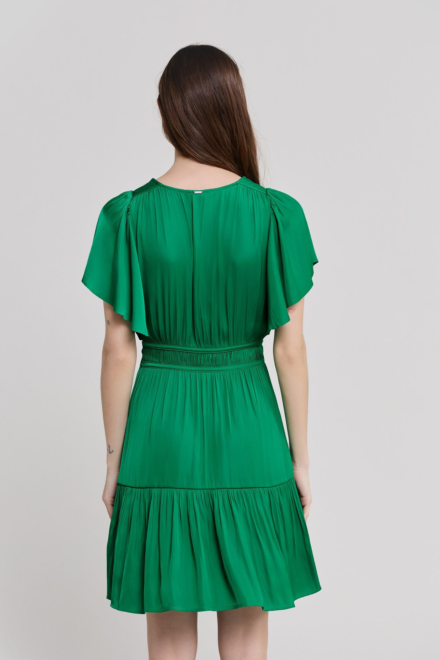 MINT CREASED DRESS WITH BUTTERFLY SLEEVES 4