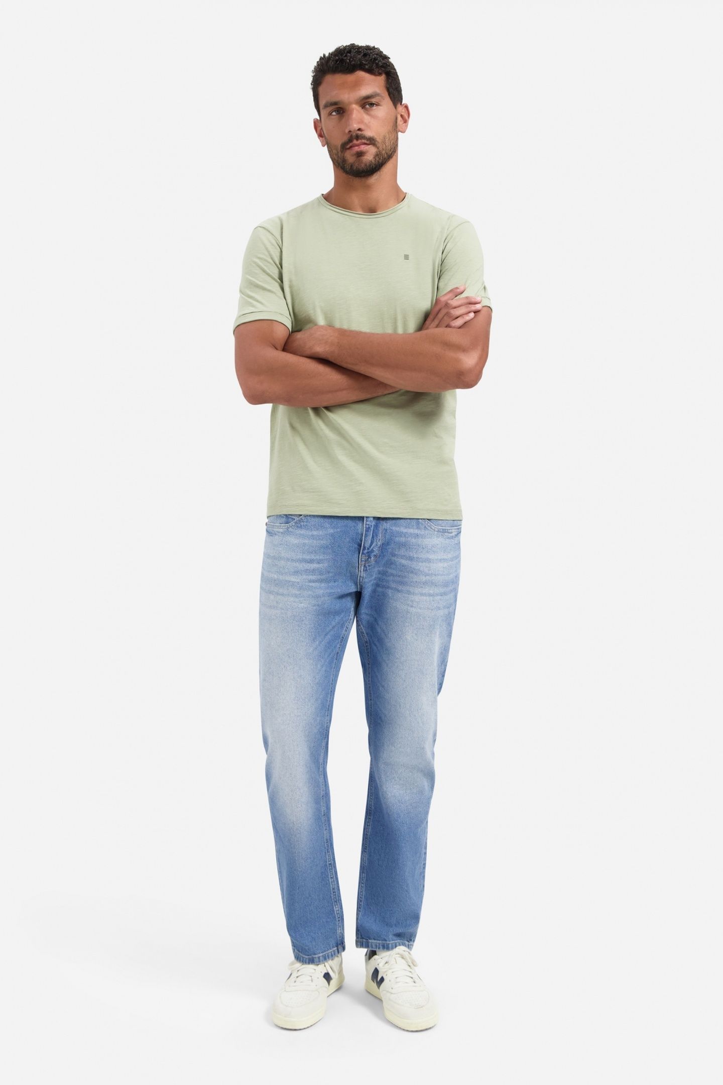 T-SHIRT CREWNECK SLUB LIGHT MOSS 1