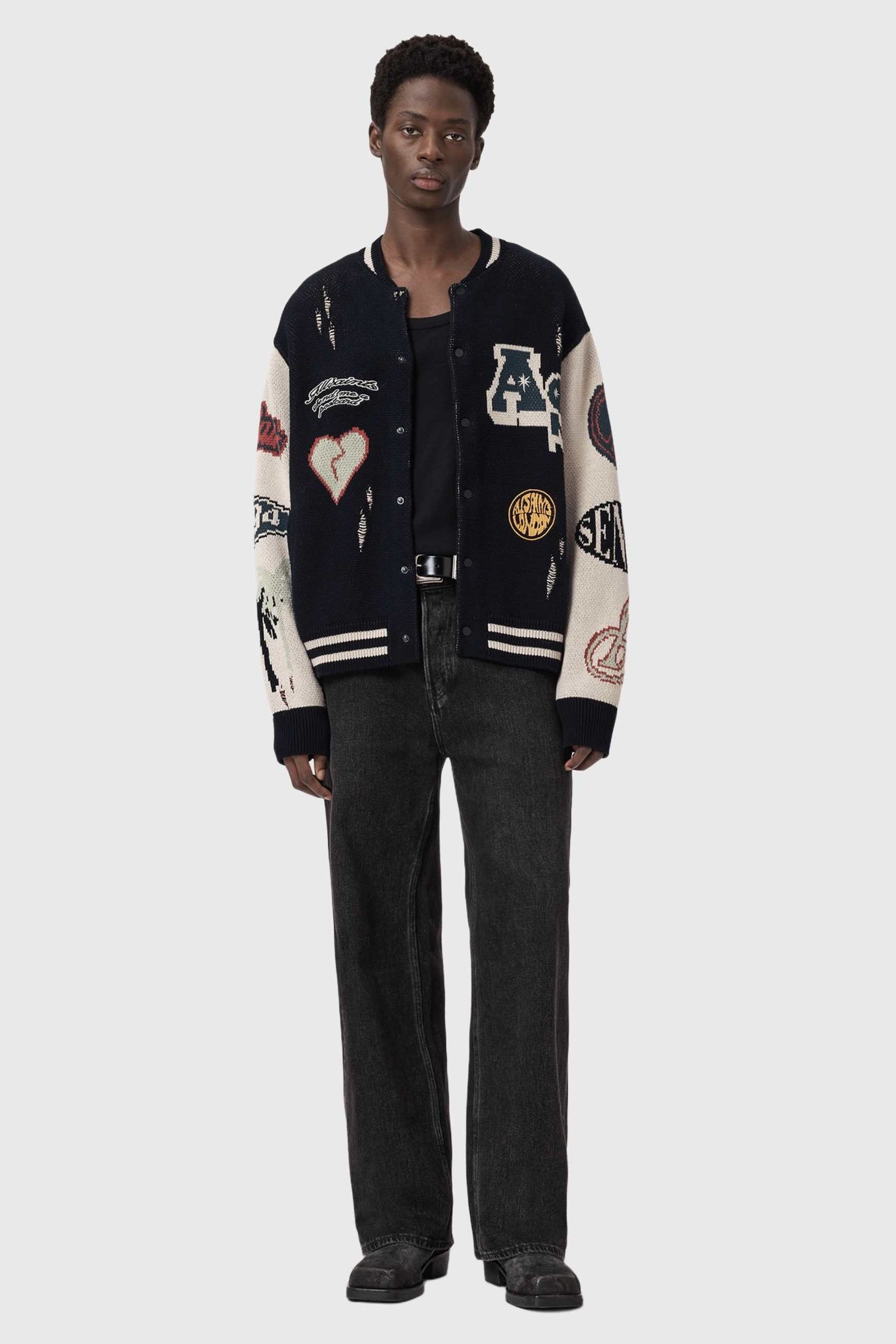 CHASE CARDIGAN BLACK/ECRU WHITE 3