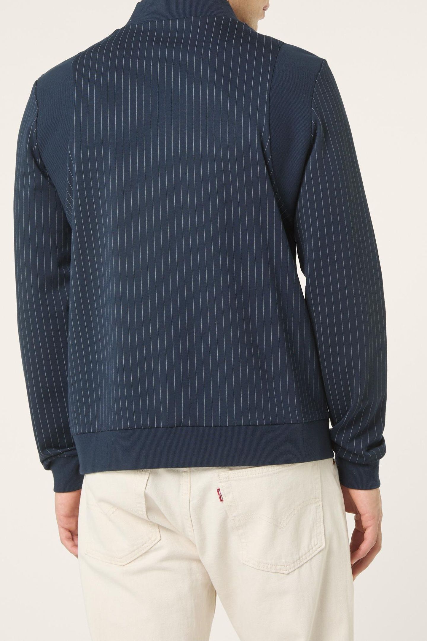 LUCCA REGULAR PINSTRIPED TRACK JACKET BLACK IRIS / EGRET STR 3