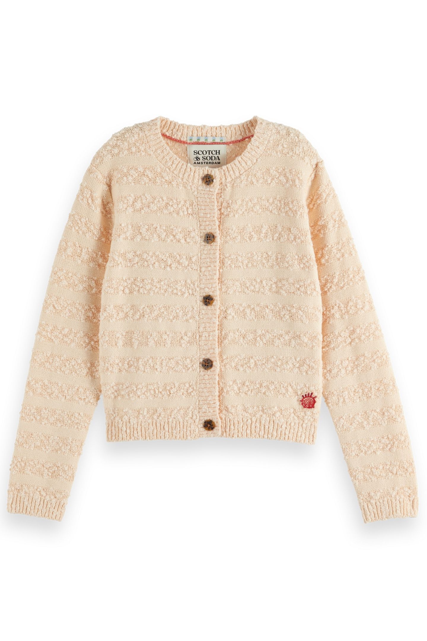 GIRL BOUCLE CARDIGAN POWDERED PEACH 1