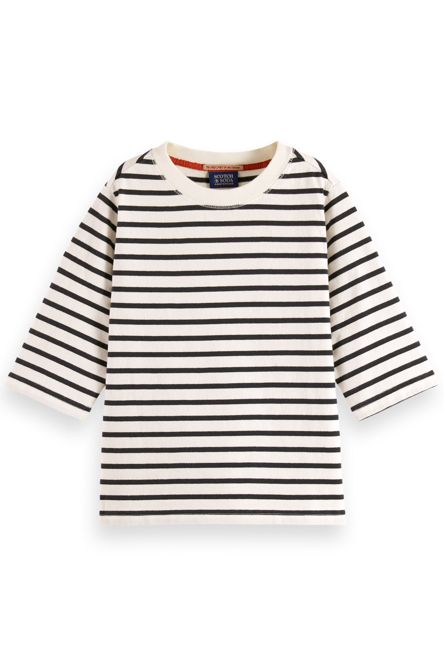 GIRL DENIM WASHED BRETON T-SHIRT WITH WRAP DETAILS BLUE WHIT 1