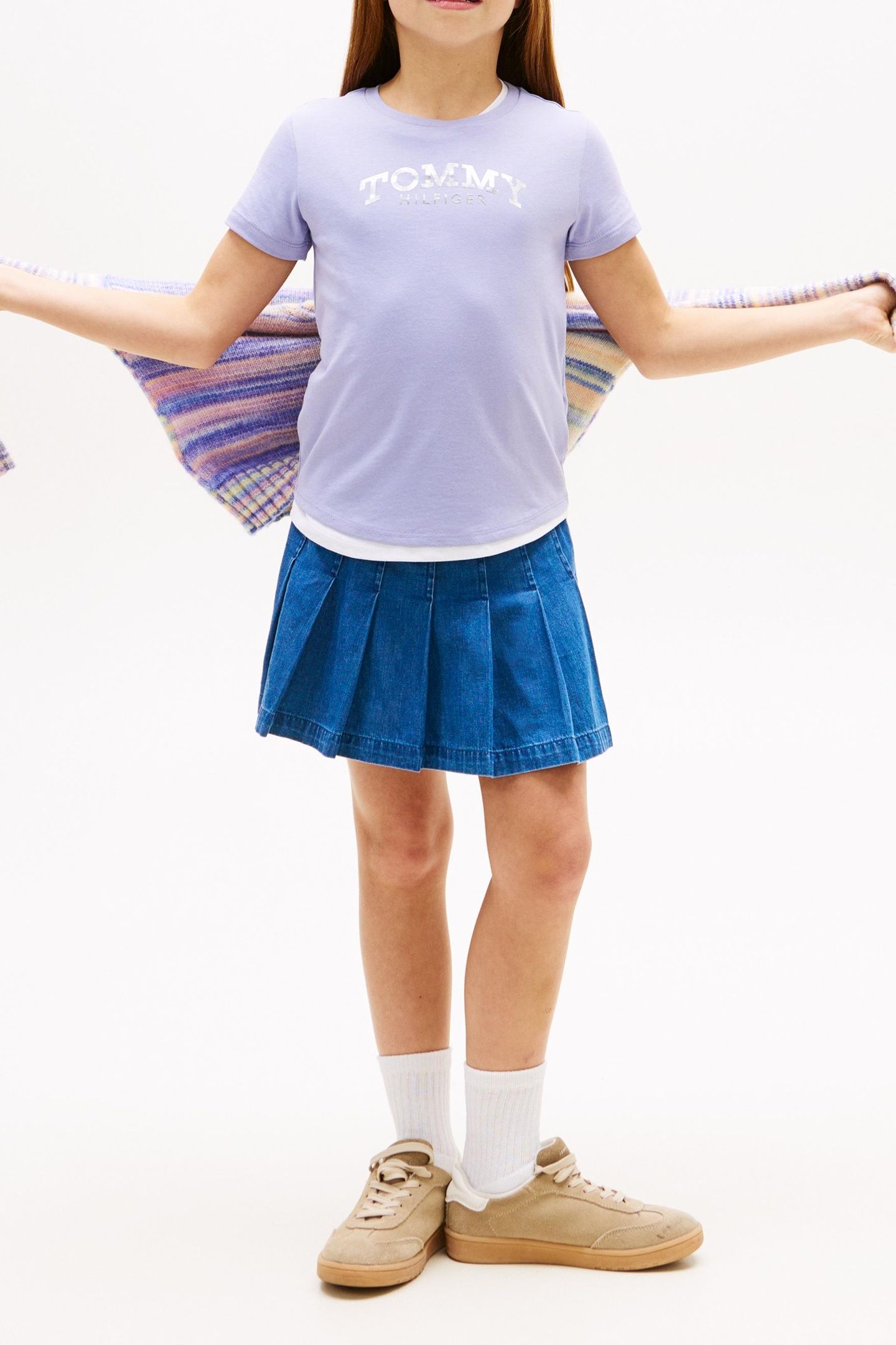 GIRLS TOMMY FOIL TEE SS PERIWINKLE DUSK 2