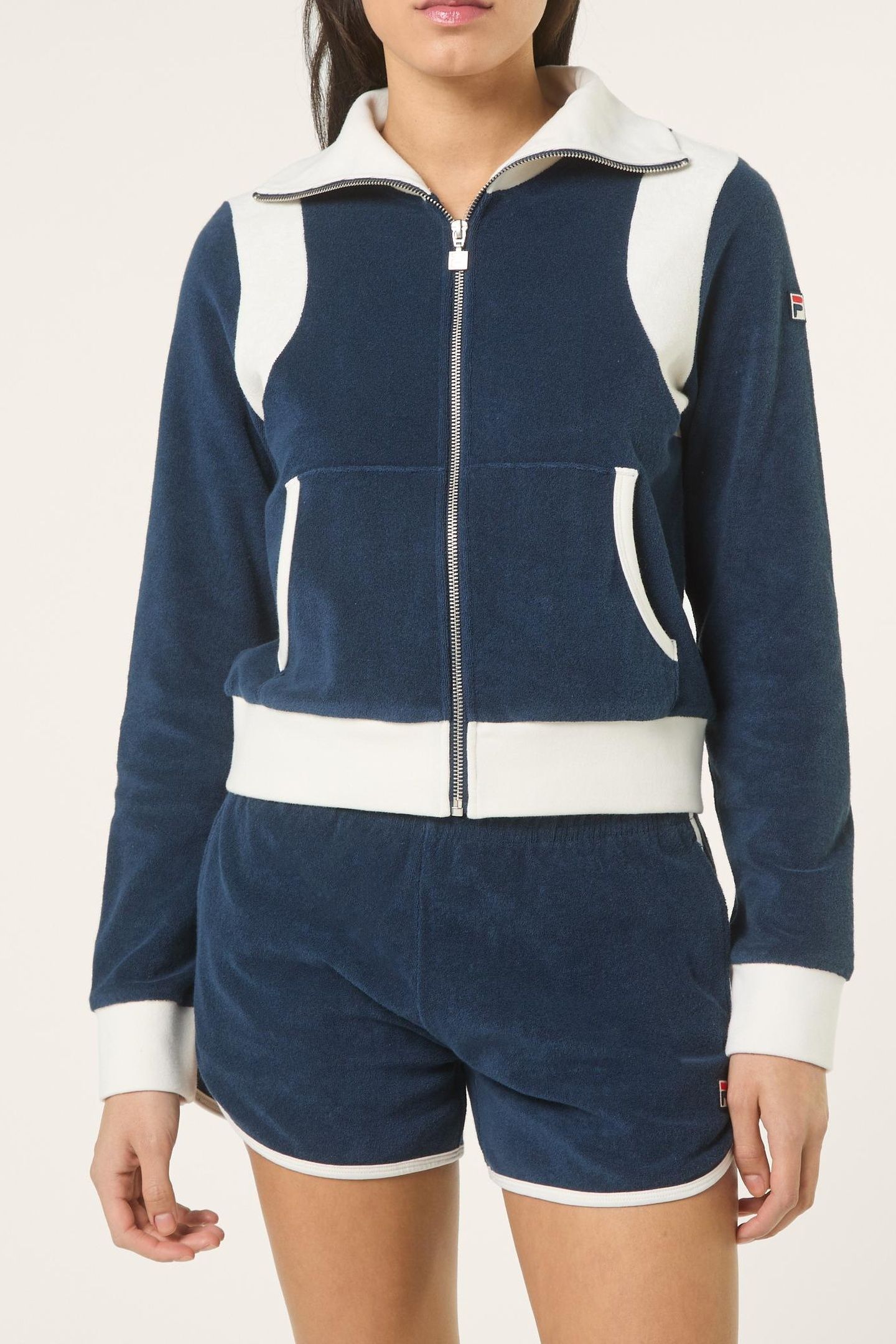 ADRIANO FITTED TOWELLING TRACK JACKET BLACK IRIS-EGRET 1