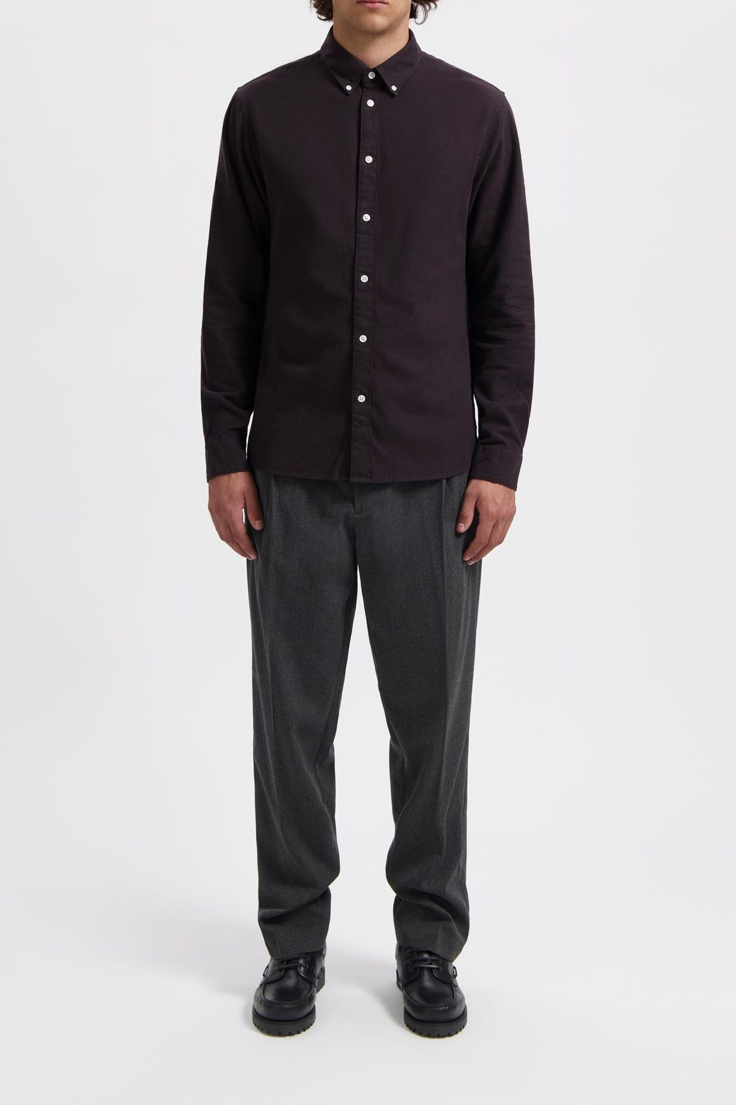 WAL – JAMES BRUSHED TWILL REGULAR SHIRT AUBERGINE 2
