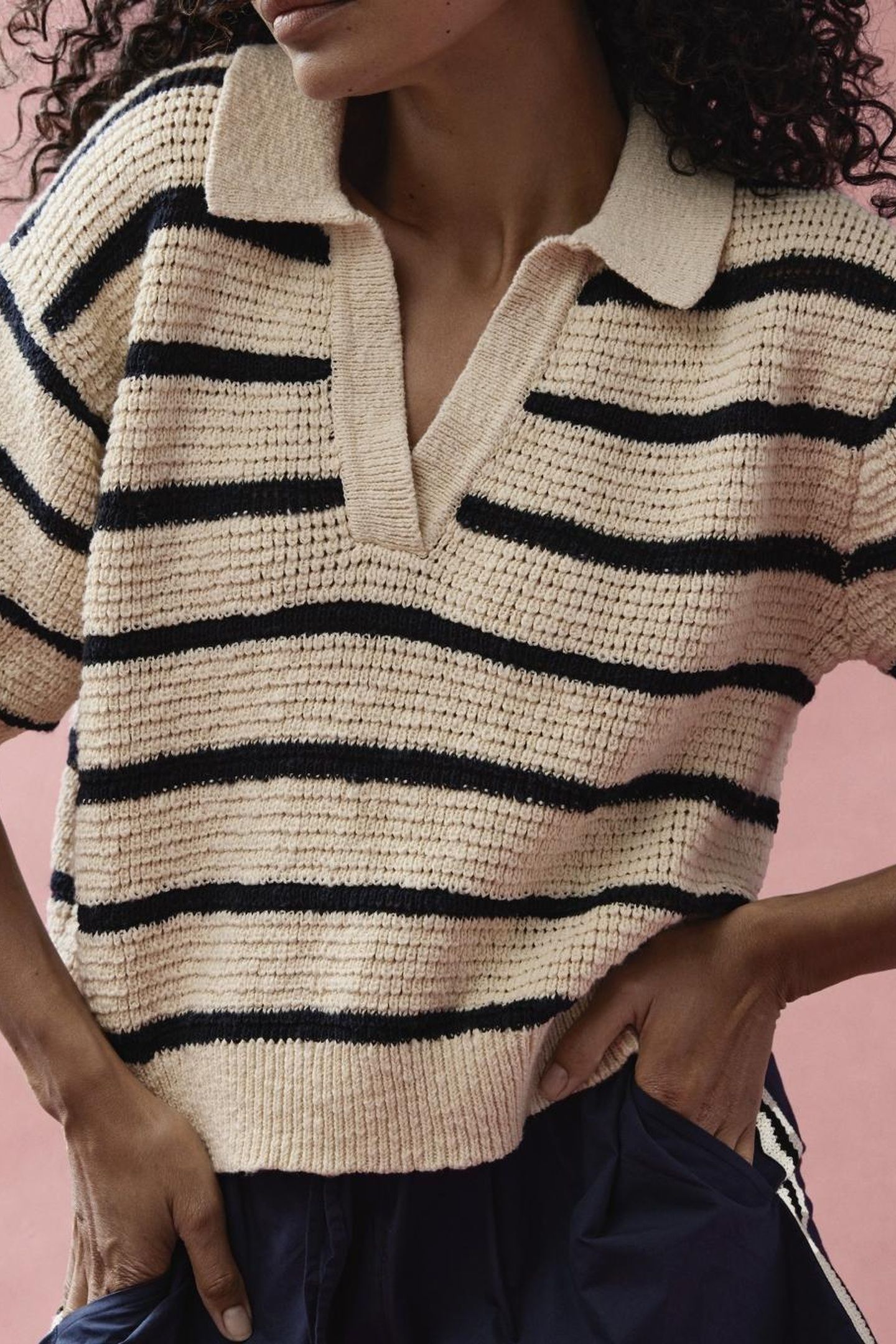 POLO DALIA WOOL WHITE/NAVY STRIPE 4