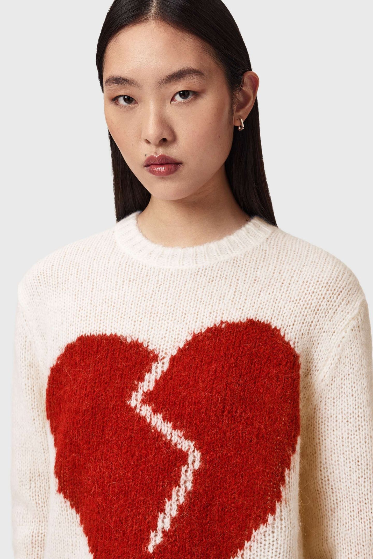 LUVHEART CREW ECRU WHITE/RED 4