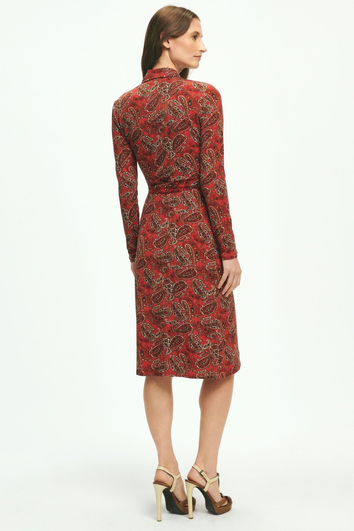 KNIT WRAP PRINTED DRESS RED 2
