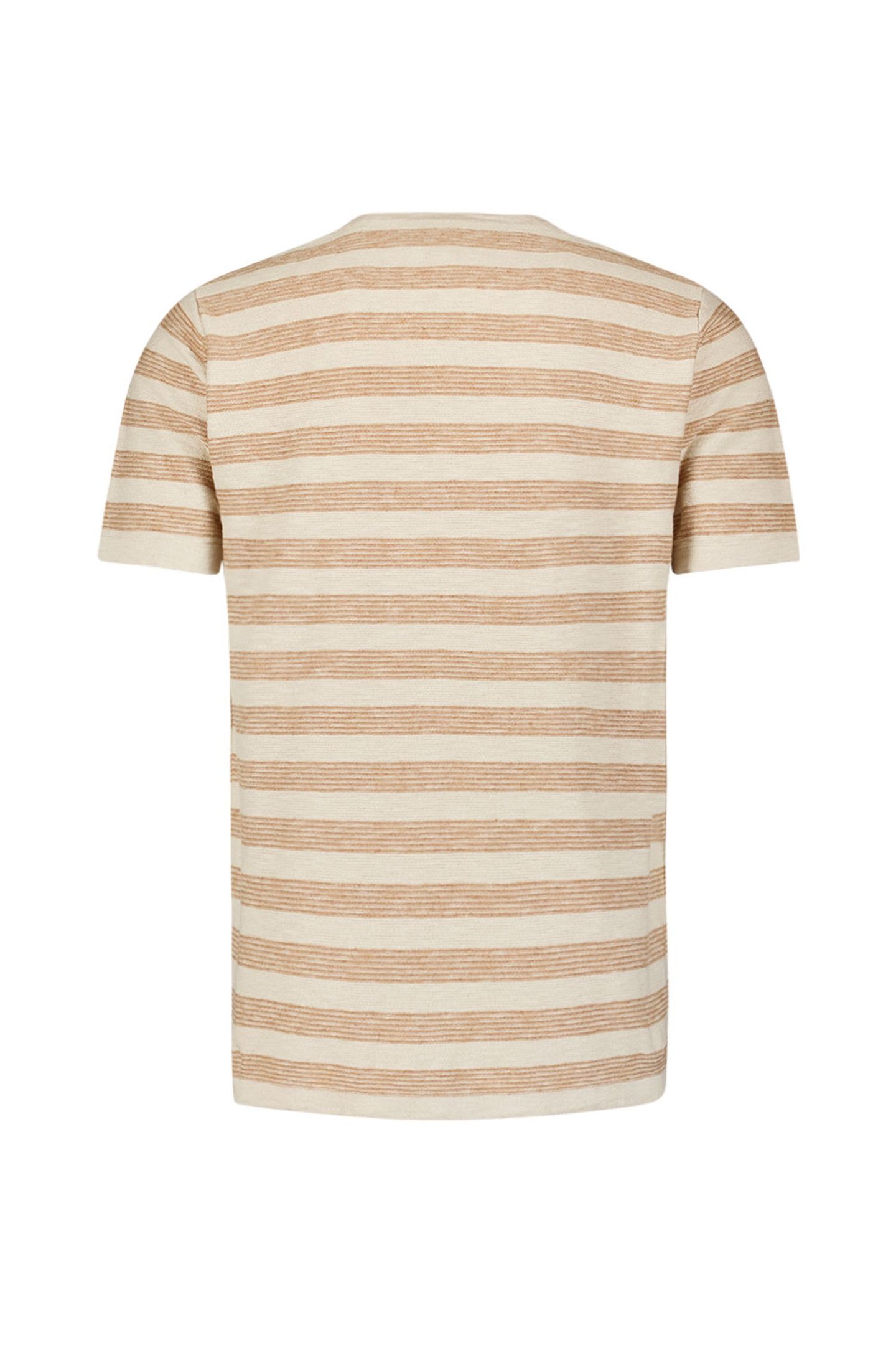 PULLOVER SHORT SLEEVE CREWNECK STRIPES WITH LINEN KHAKI 2