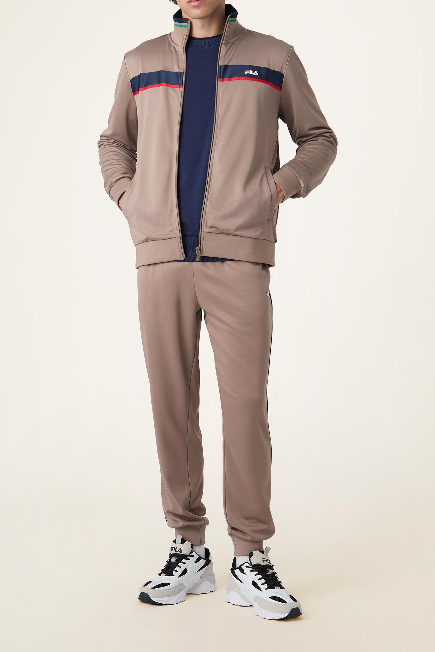SAGANO REGULAR TAPED TRACK JACKET TAUPE GRAY 2