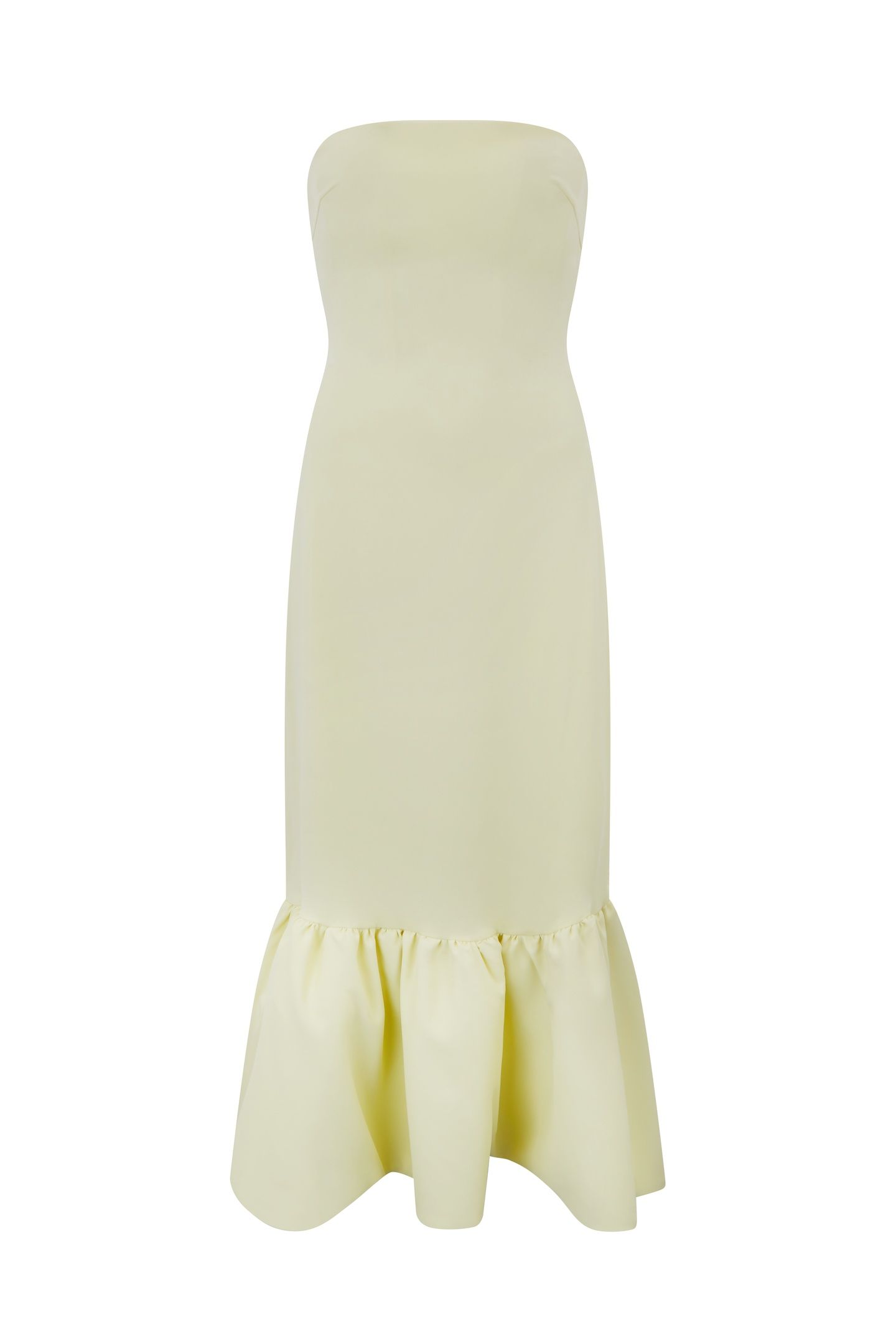 STRAPLESS PEPLUM MIDI DRESS LIME CREAM 3