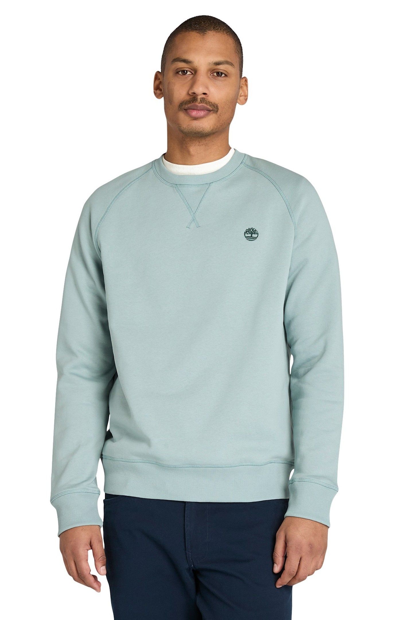 EXETER RIVER BRUSHED BACK CREW SWEATSHIRT SILVER BLUE 1