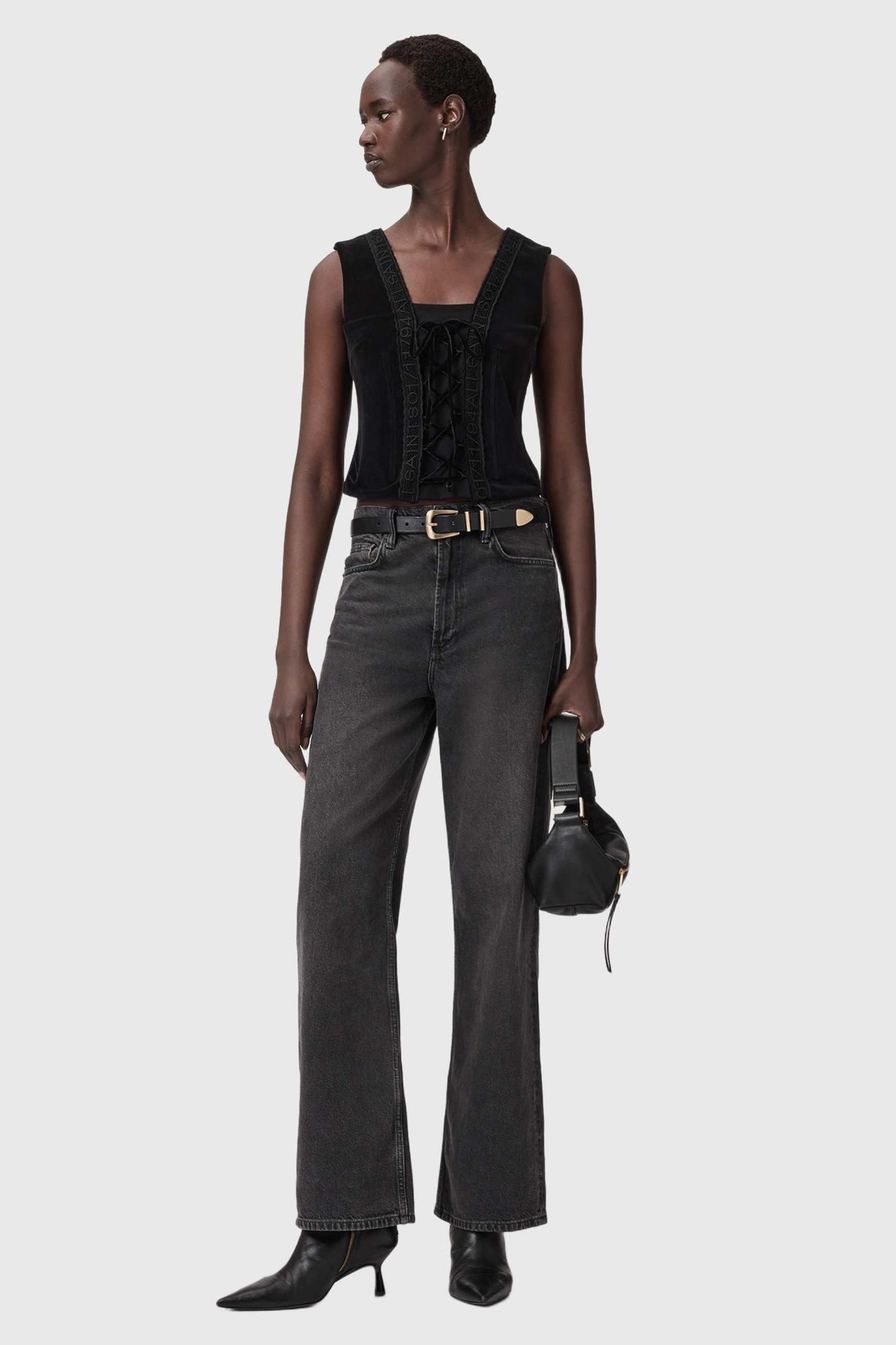 SELIN VELVET VEST BLACK 1