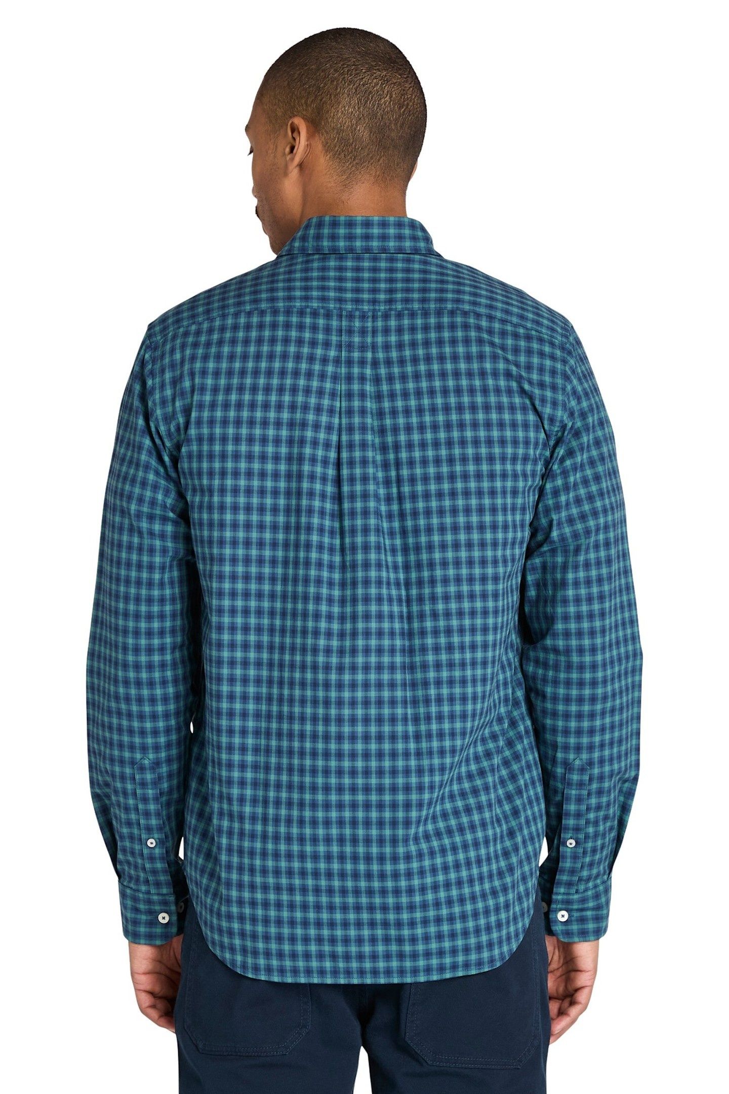 STRETCH POPLIN GINGHAM SHIRT DARK DENIM 3