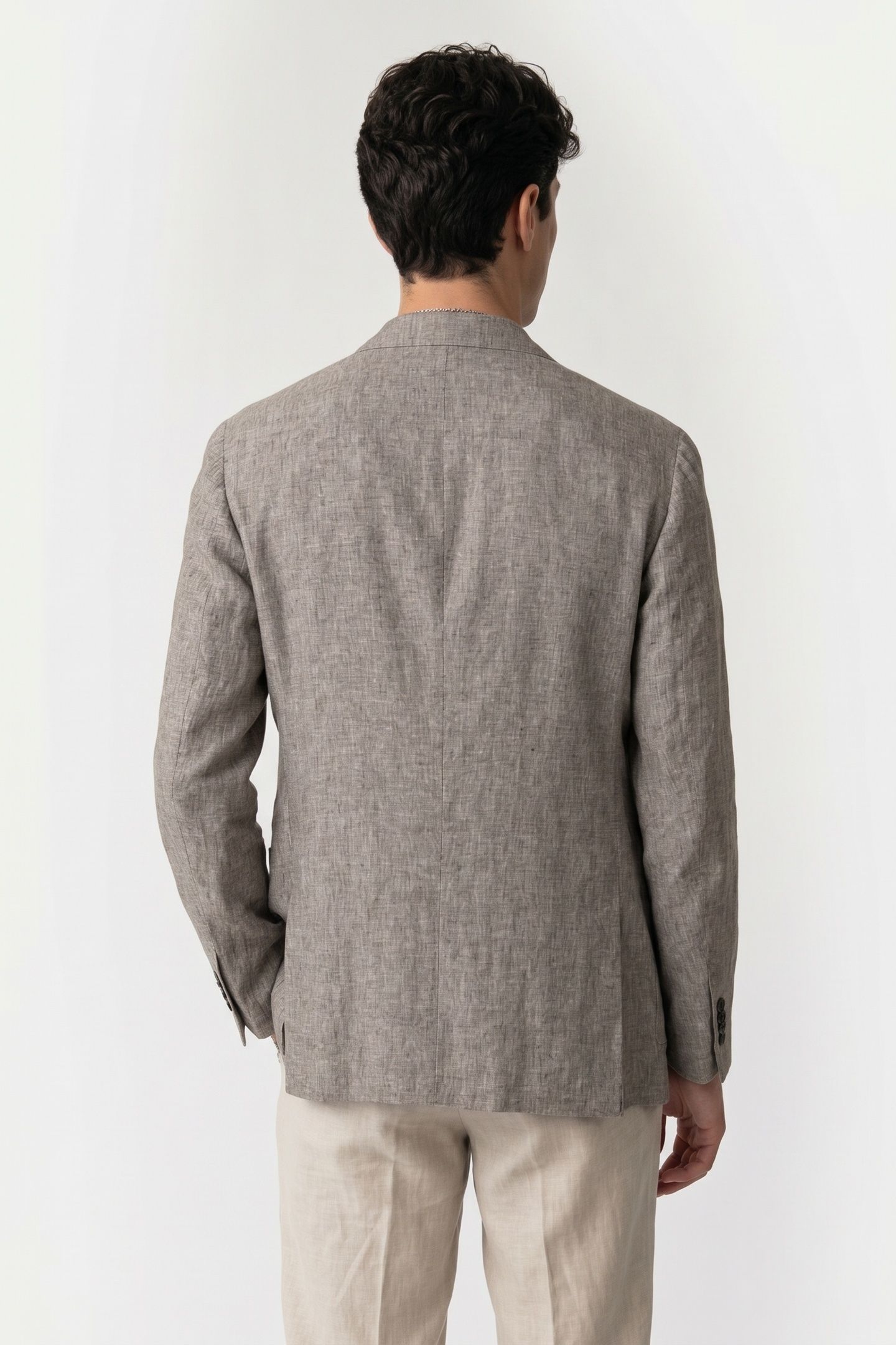 JACKET REGULAR LINING LINEN LIGHT BROWN 4