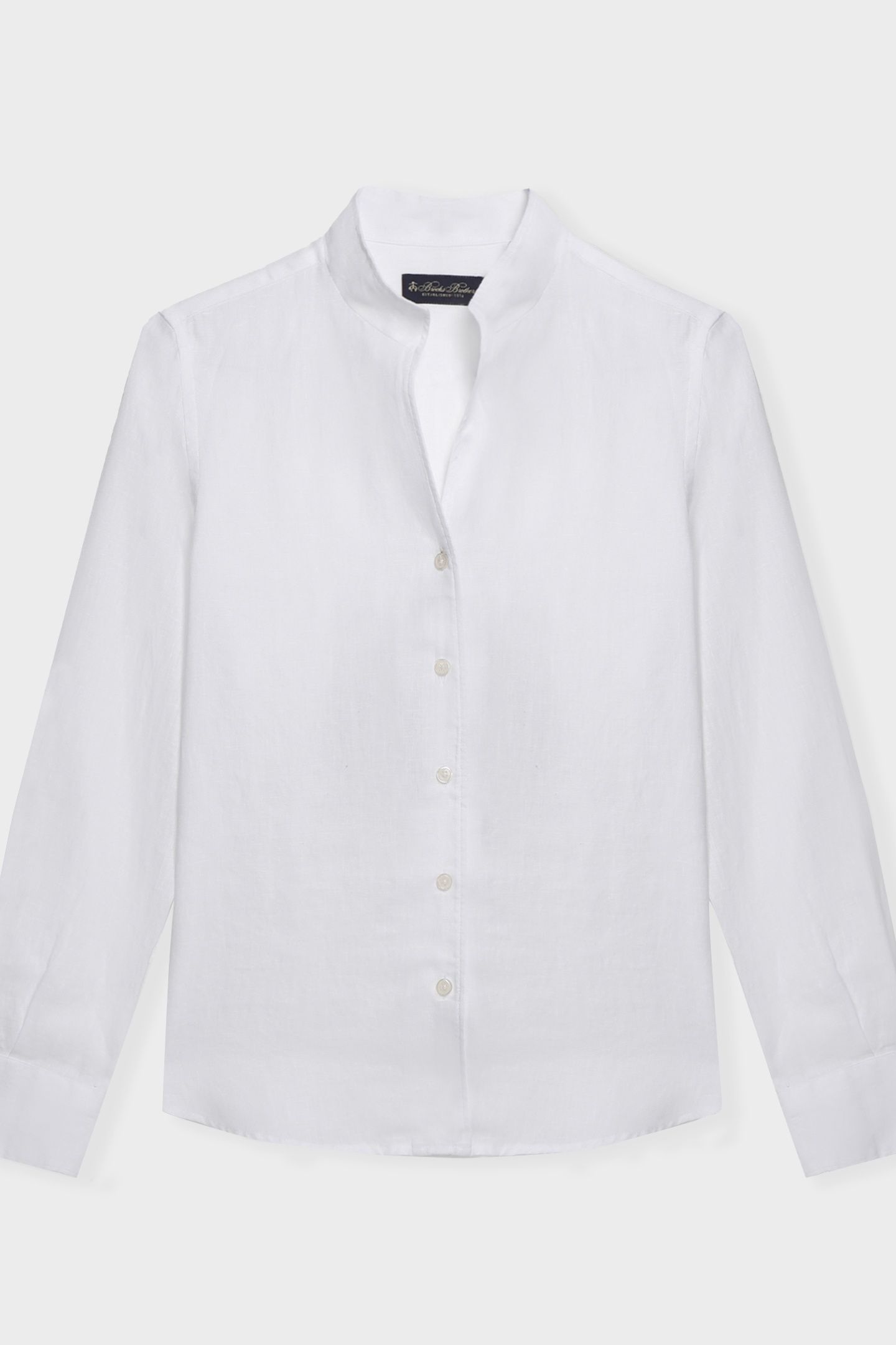 SLIM FIT LINEN SHIRT WITH STAND COLLAR WHITE 3