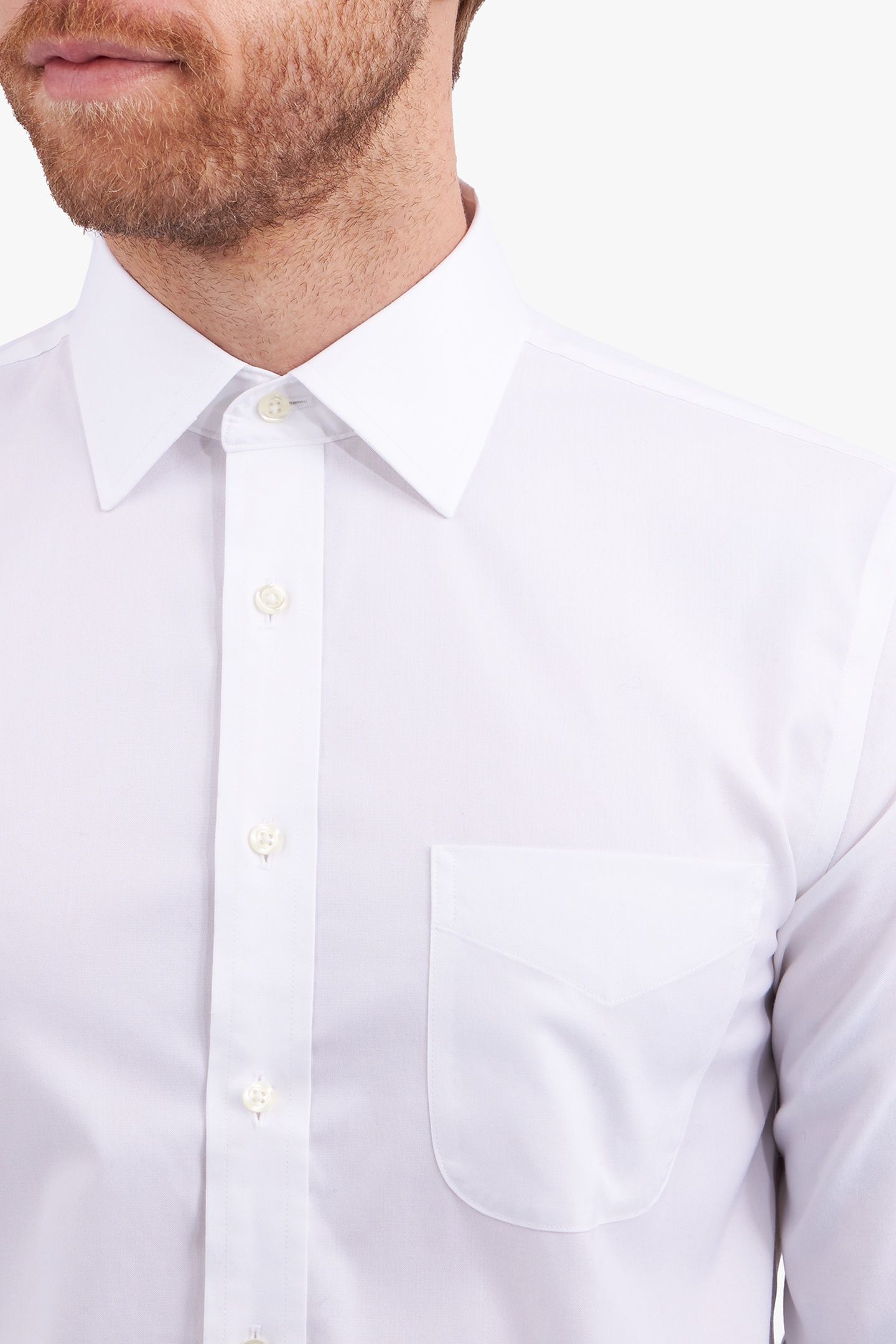 SLIM FIT NON-IRON COTTON SHIRT WITH AINSLEY COLLAR WHITE 6