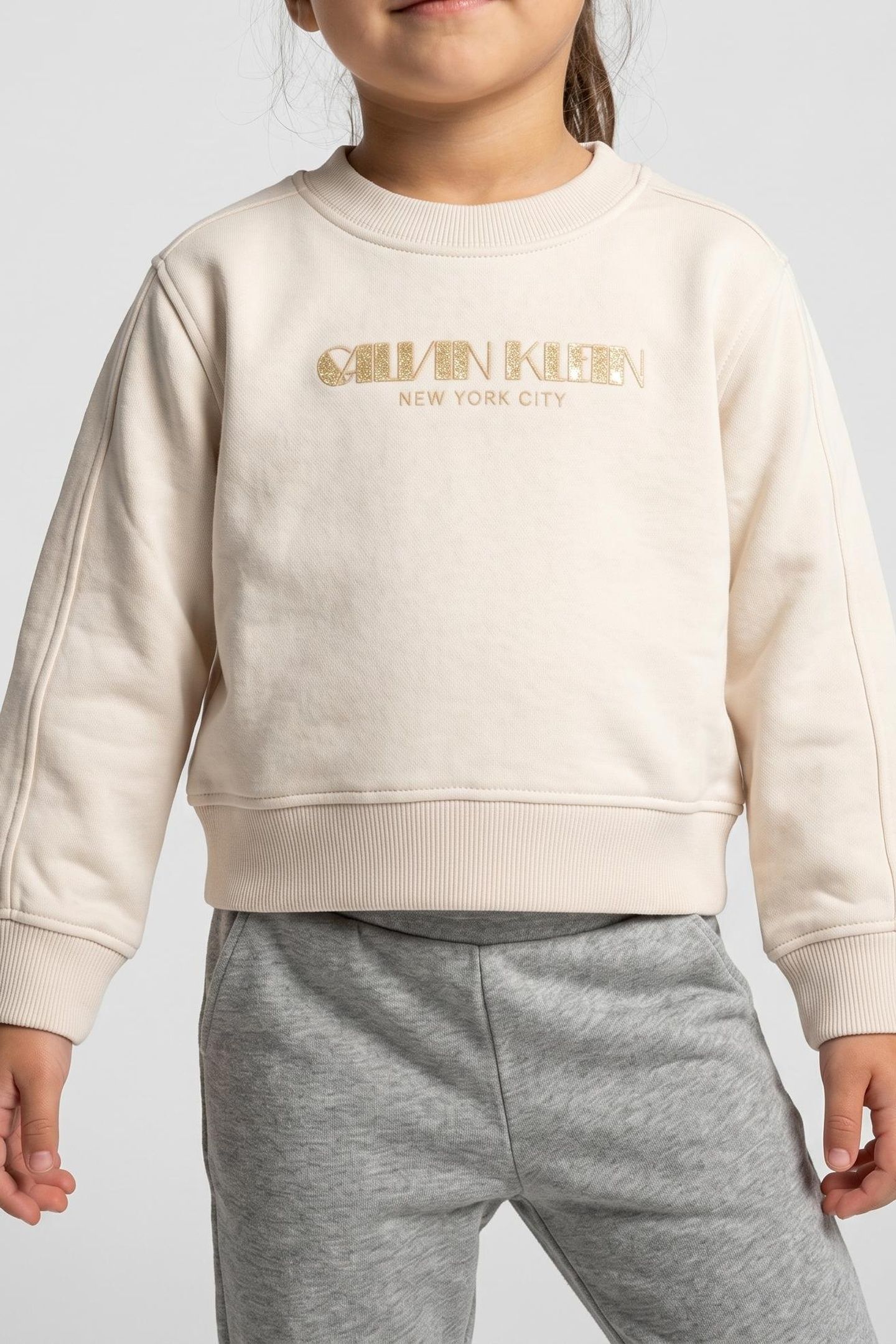 GIRLS GLITTER SWEATSHIRT WHITECAP GRAY 1