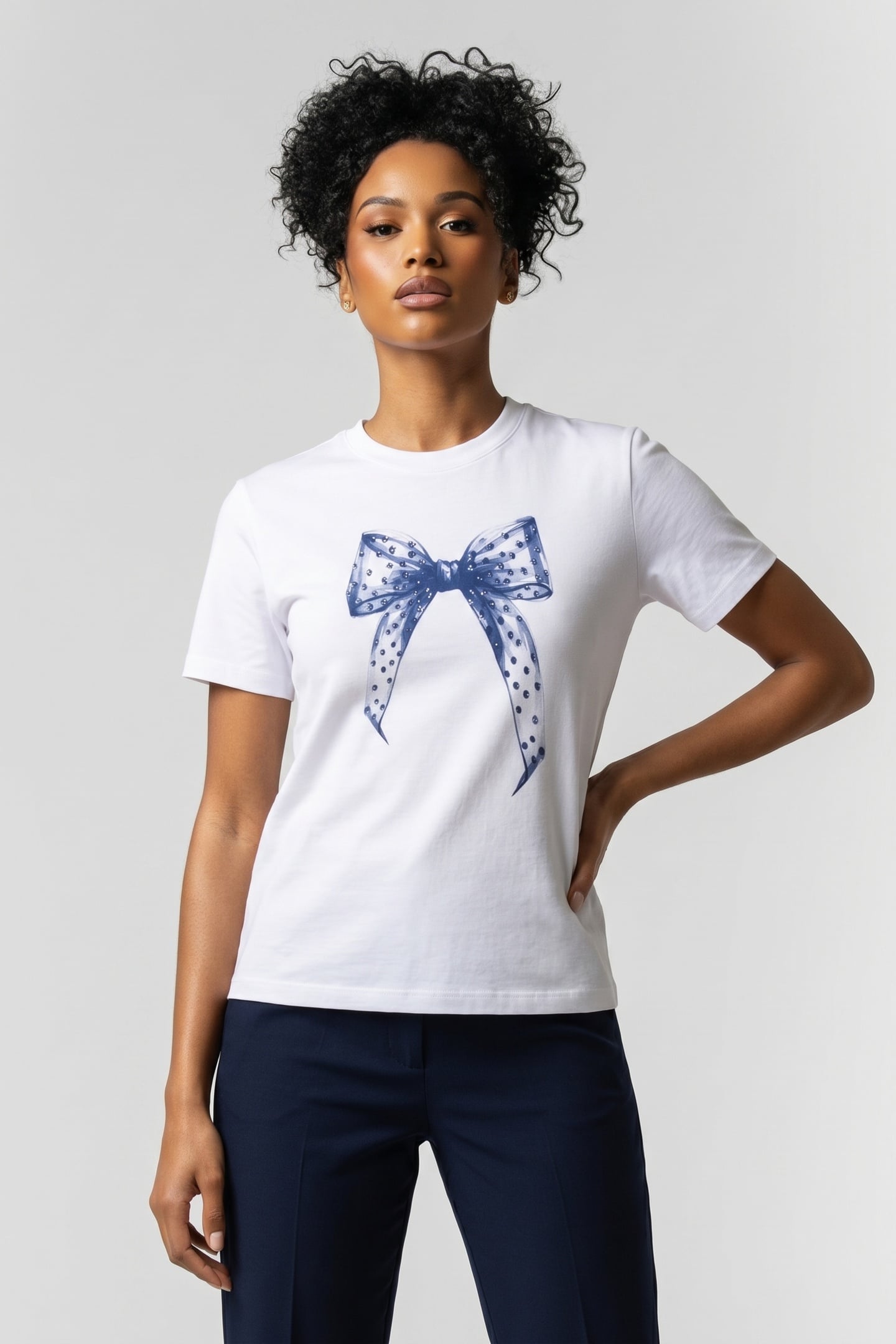SLIM FIT T-SHIRT "BOW" ORGANIC WHITE 2