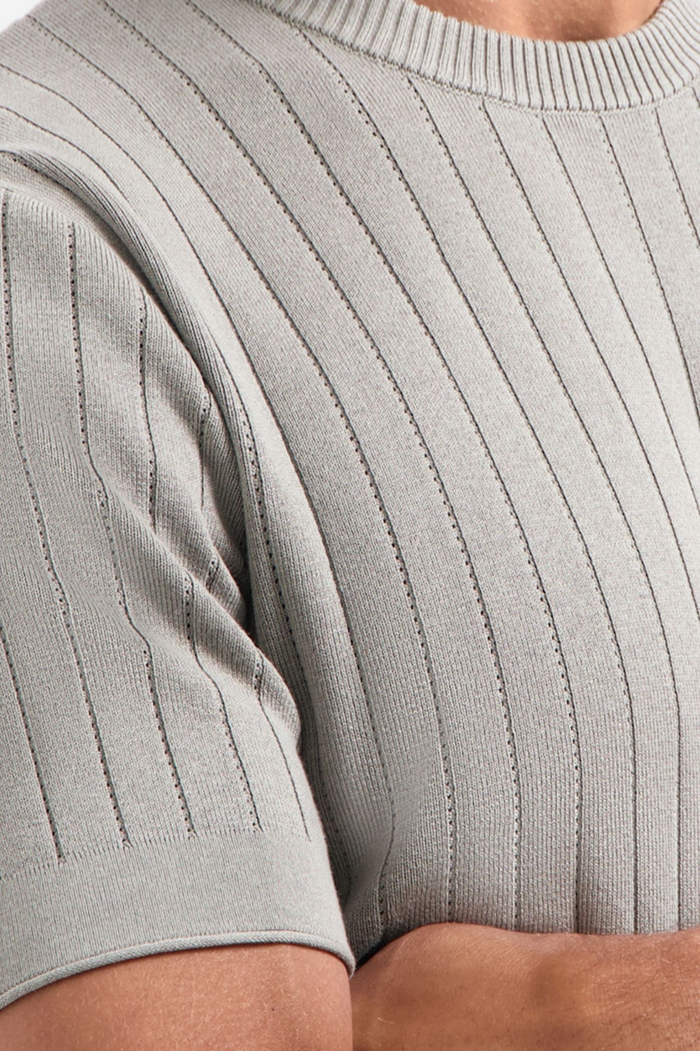 PULLOVER SHORT SLEEVE CREWNECK SOLID DROPNEEDLE STRIPE CLAY 7