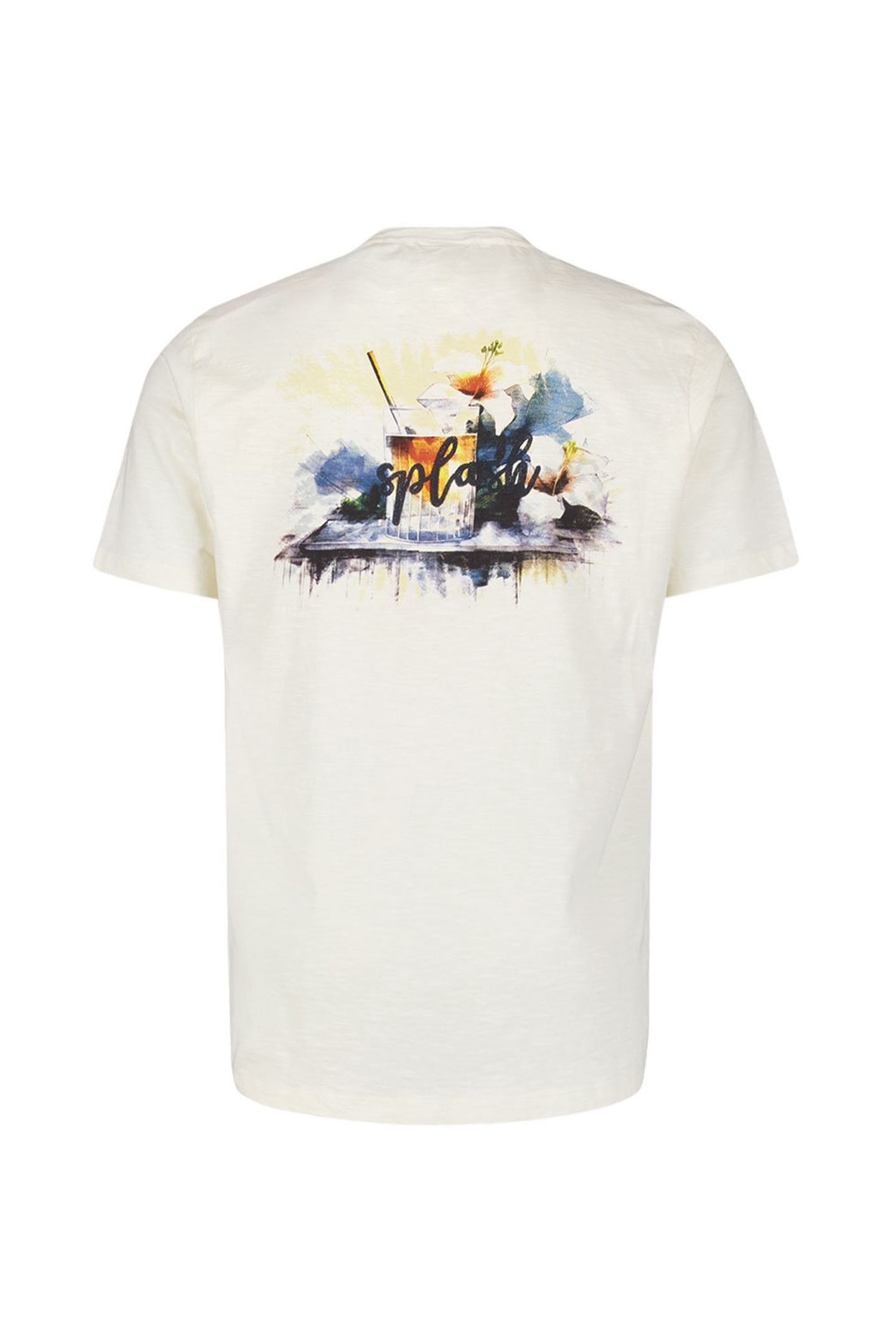 T-SHIRT CREWNECK PLACED PRINTS SLUB NATURAL 2