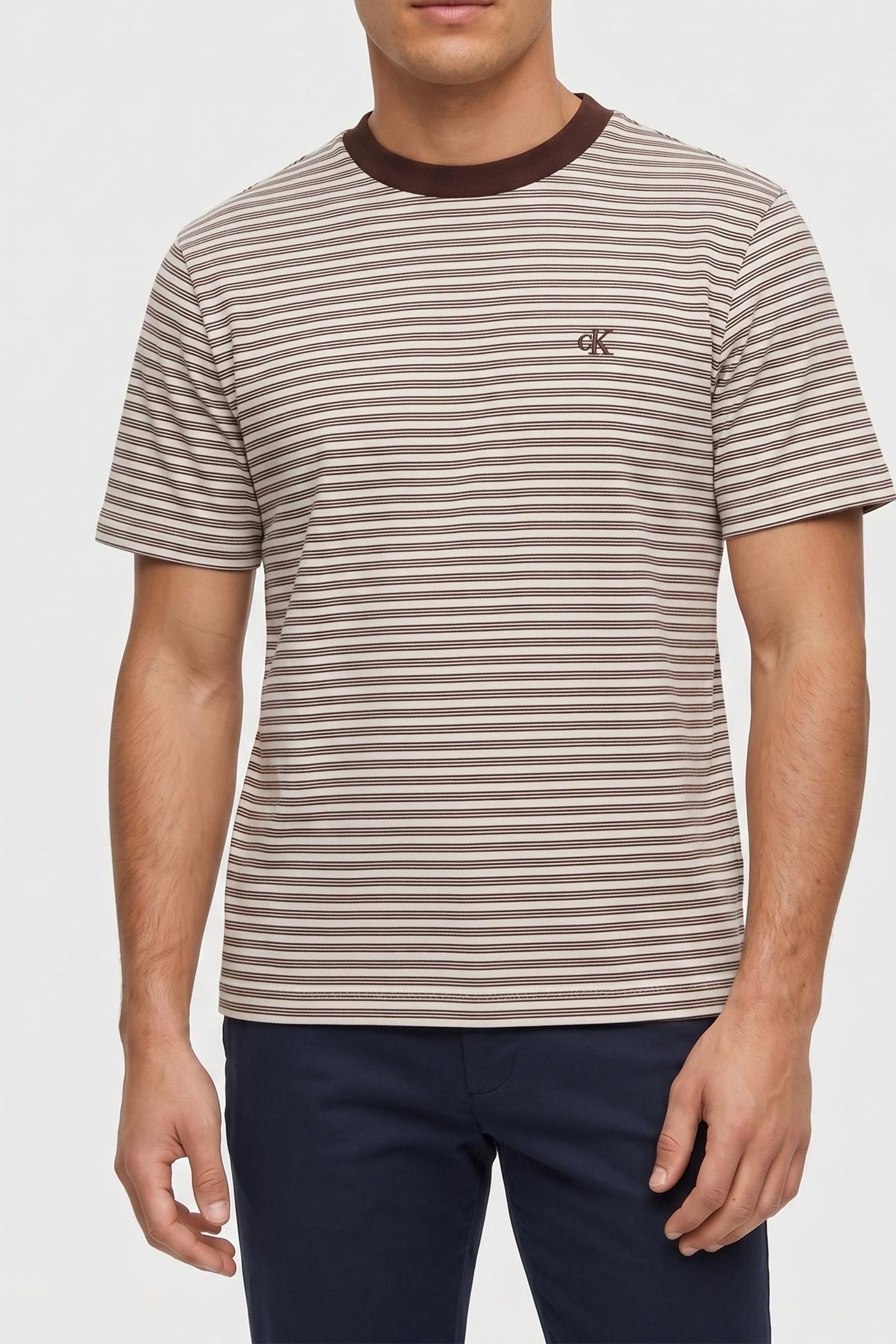 SS STRIPED OTTOMAN T-SHIRT RICH BROWN 1