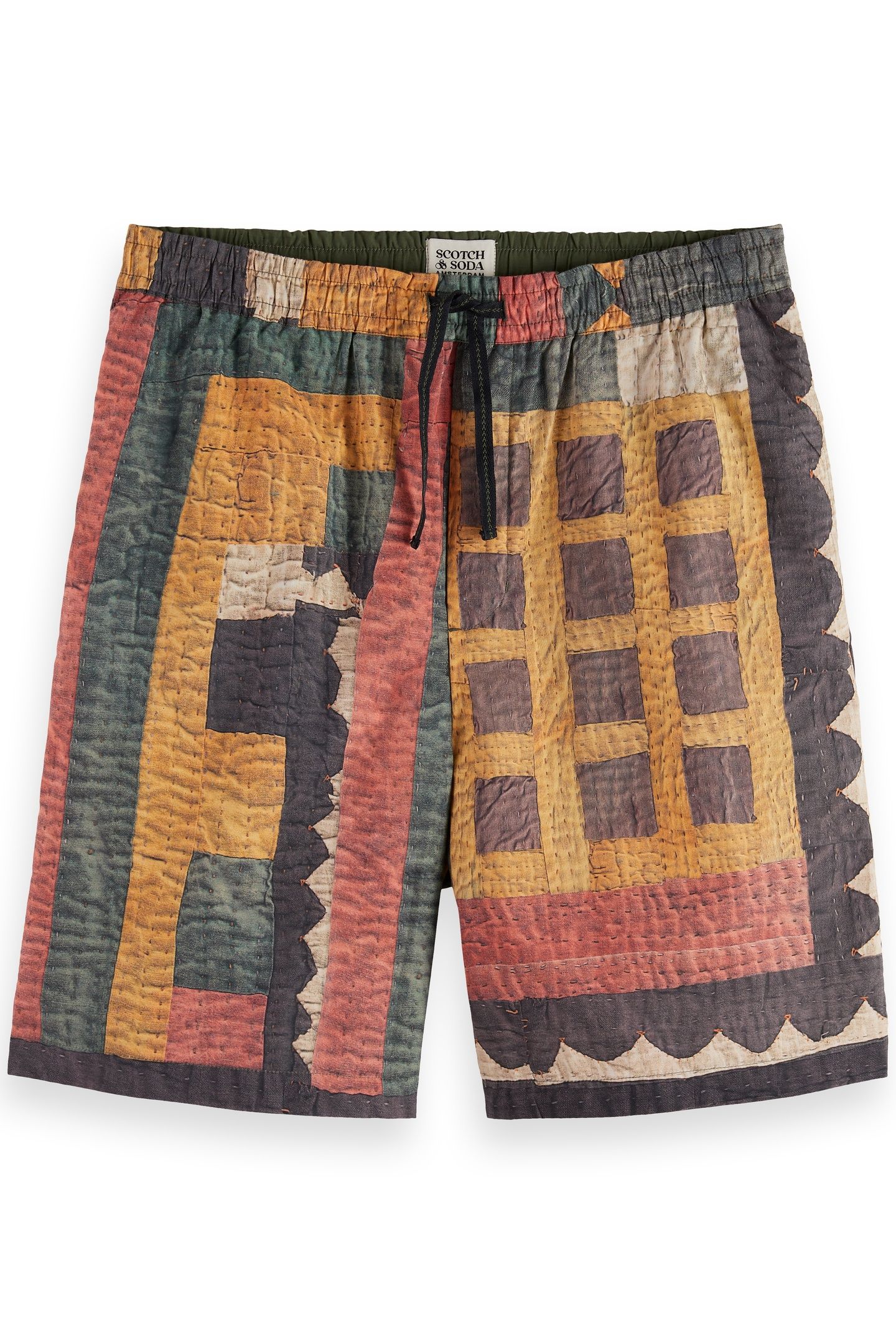 PRINTED PATCHWORK COTTON-POPLIN LOOSE FIT BERMUDA MOUNTAINS 4