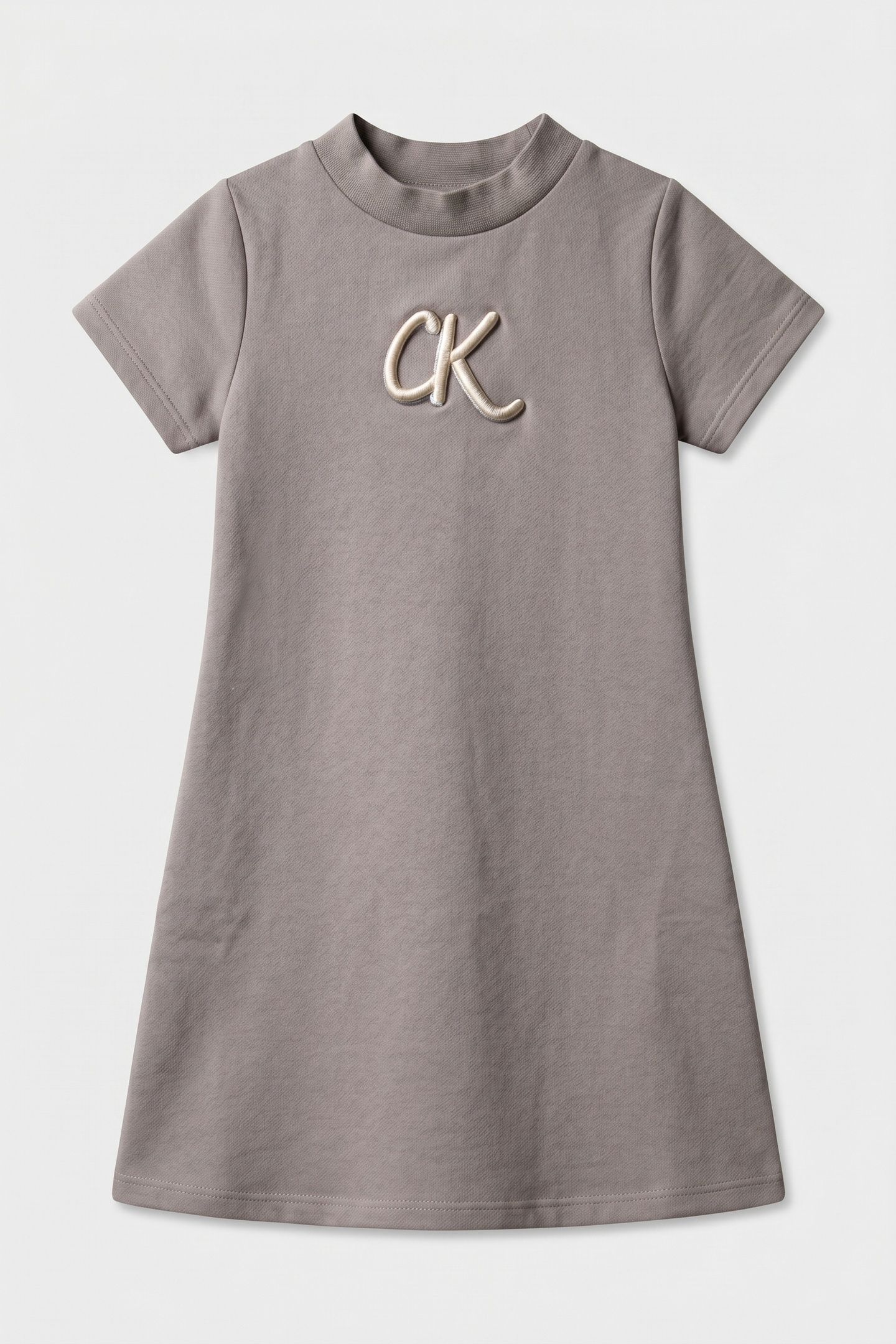 GIRLS METALLIC PRINT LS DRESS MOURNING DOVE 2