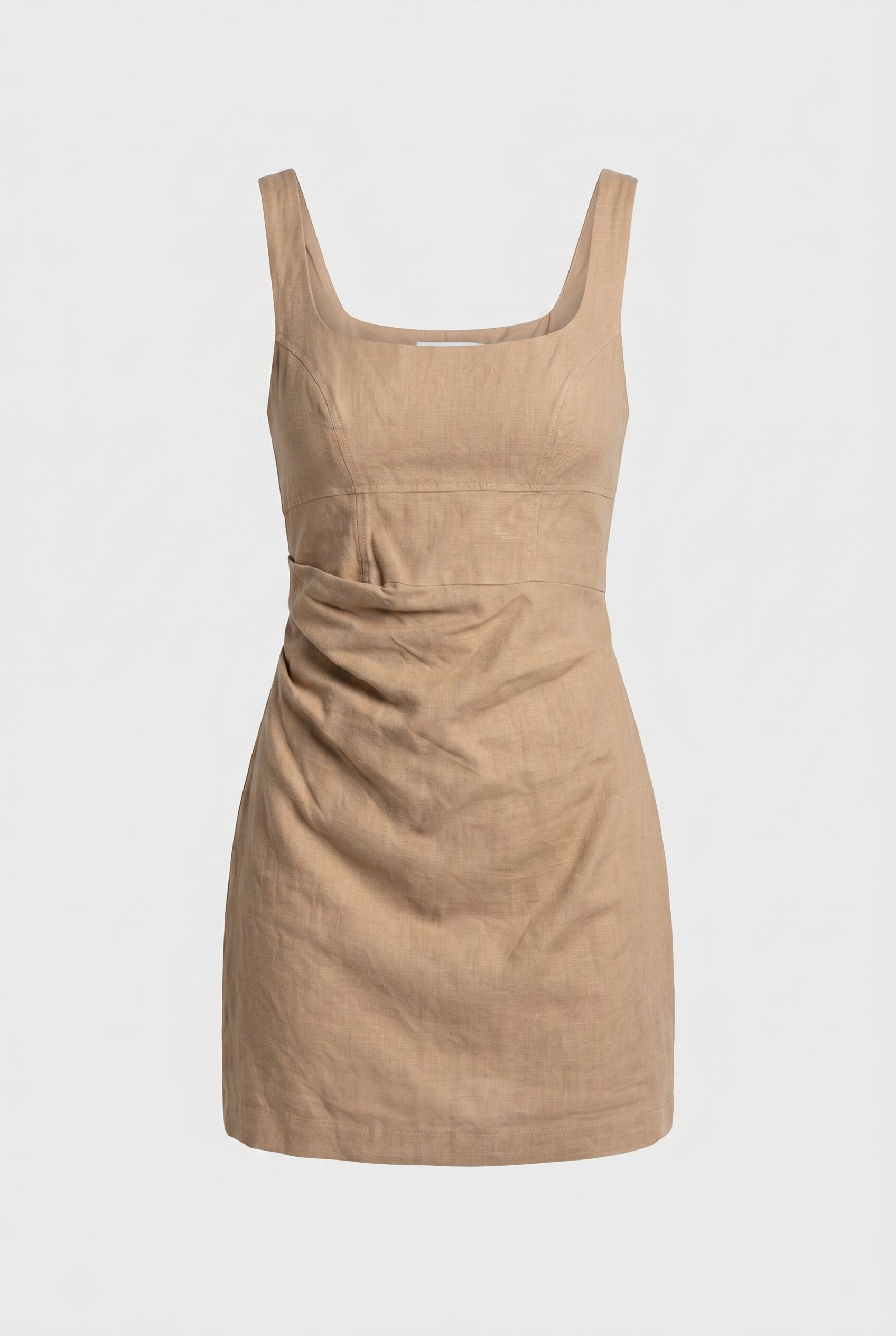 LINEN MINI DRESS SAND 3