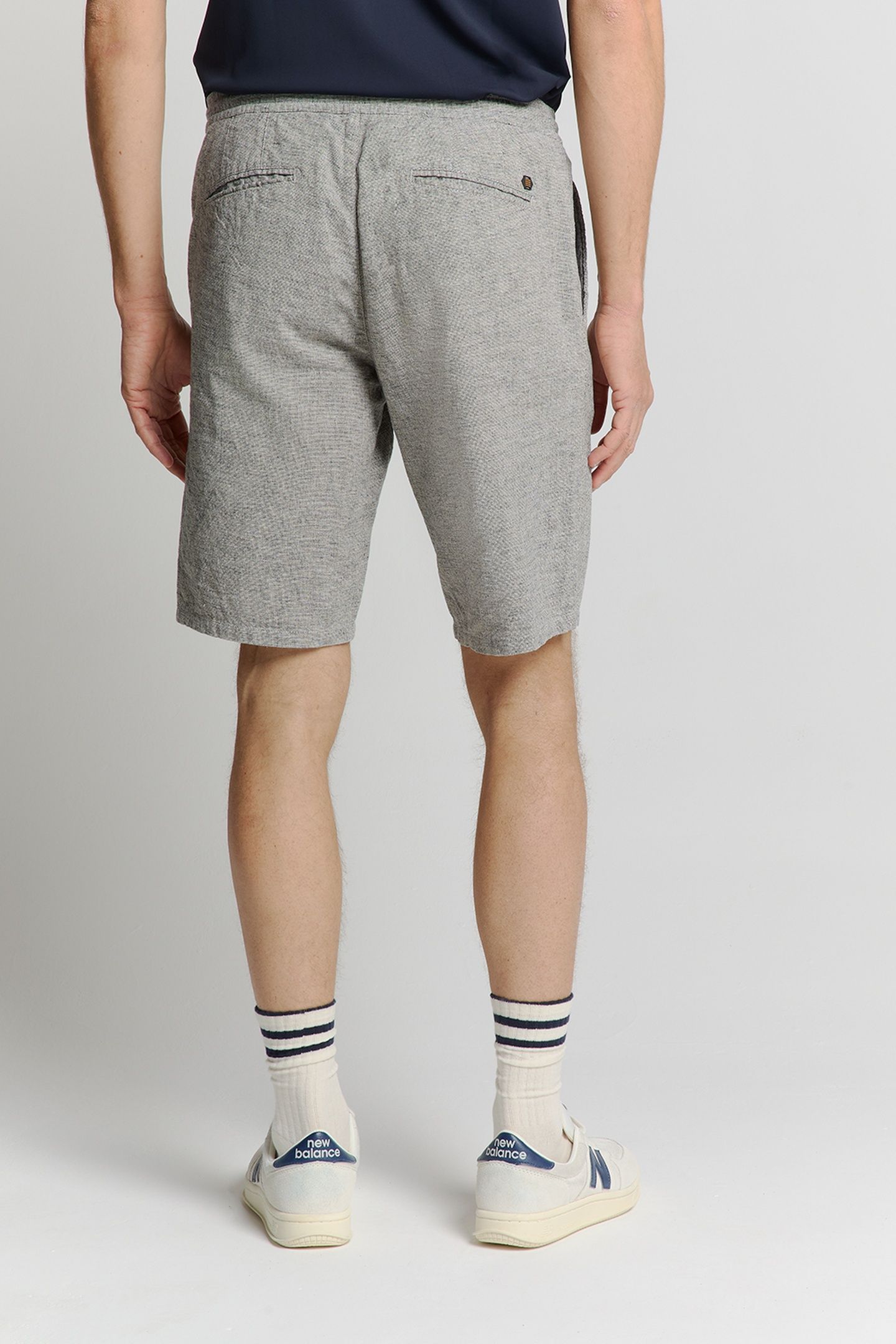 SHORT WITH LINEN MELANGE DEEP BLUE 3
