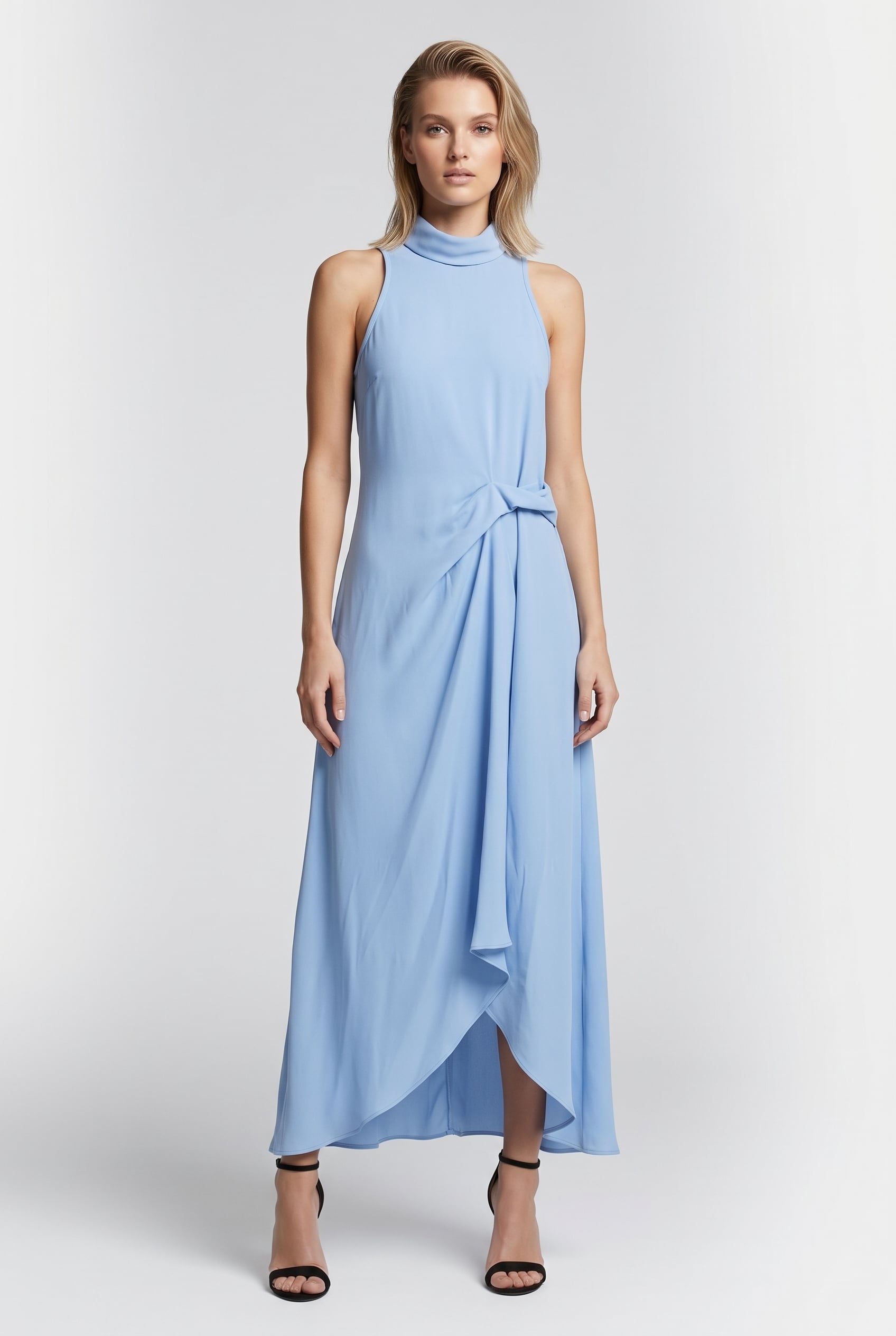DRAPE TUCK MIDI DRESS PALE BLUE 1