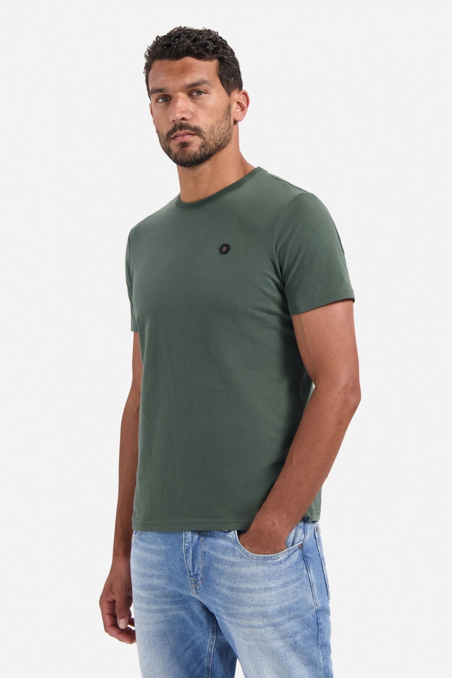 T-SHIRT CREWNECK PEACHED DARK GREEN 2
