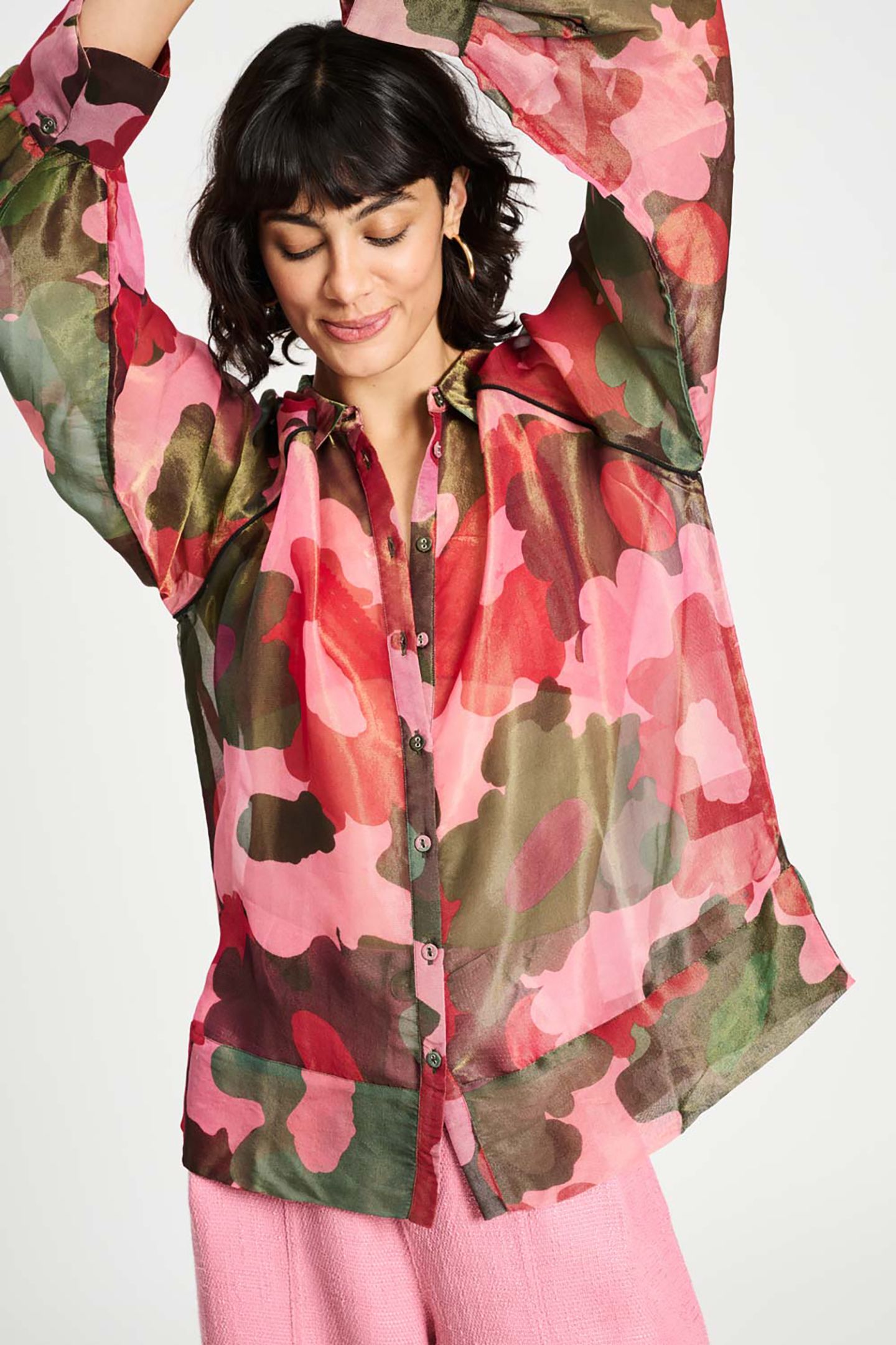 BLOUSE - ABSTRACT FLOWER SHIMMER MULTI COLOUR 2