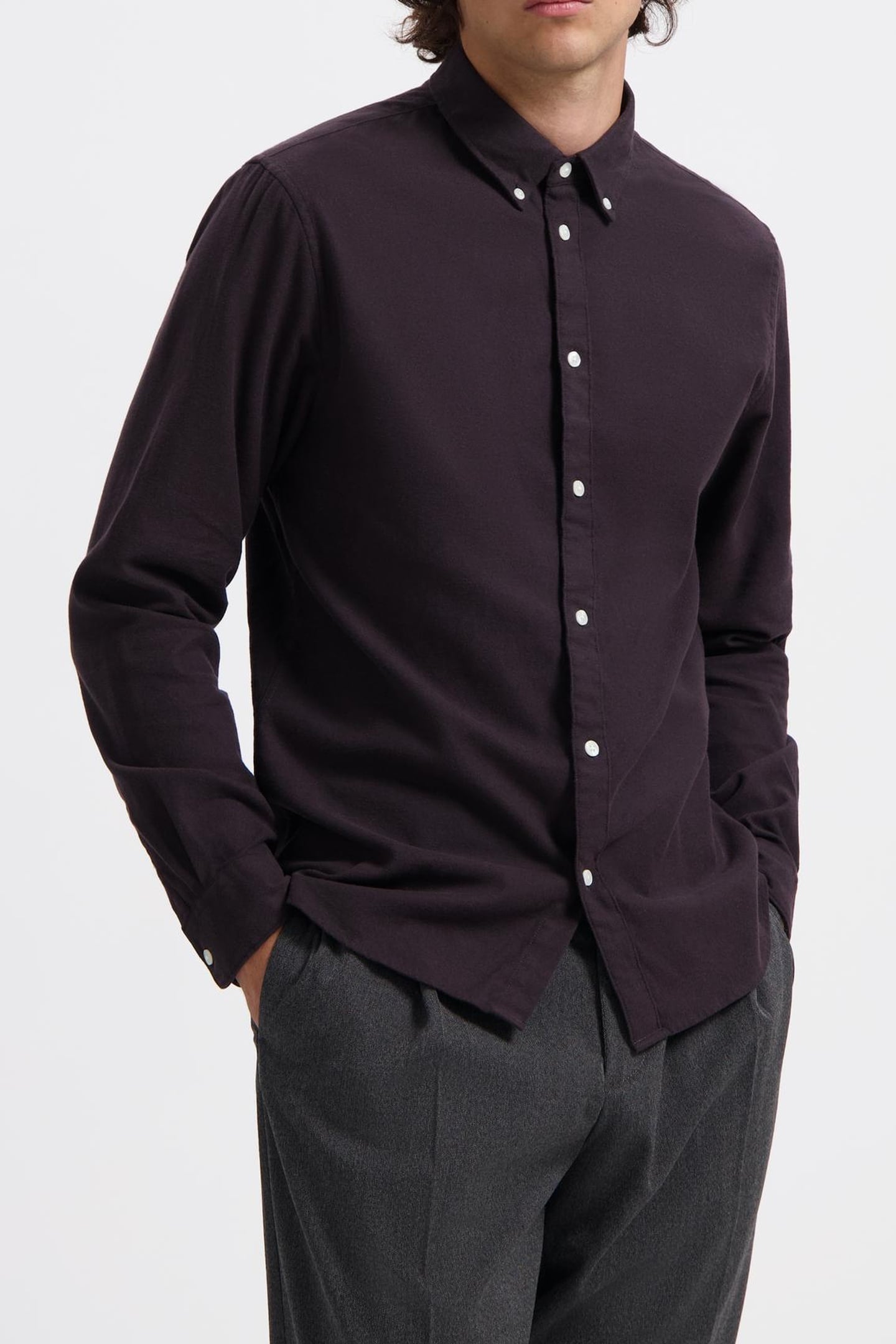 WAL – JAMES BRUSHED TWILL REGULAR SHIRT AUBERGINE 1
