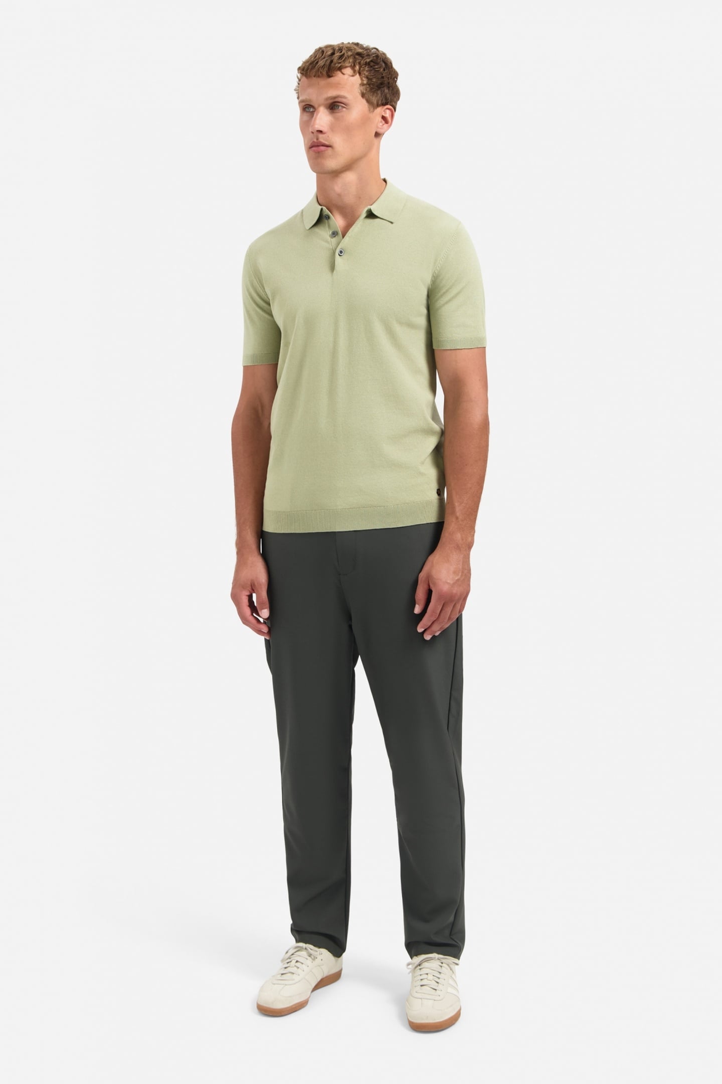 PULLOVER SHORT SLEEVE POLO SOLID LIGHT MOSS 1