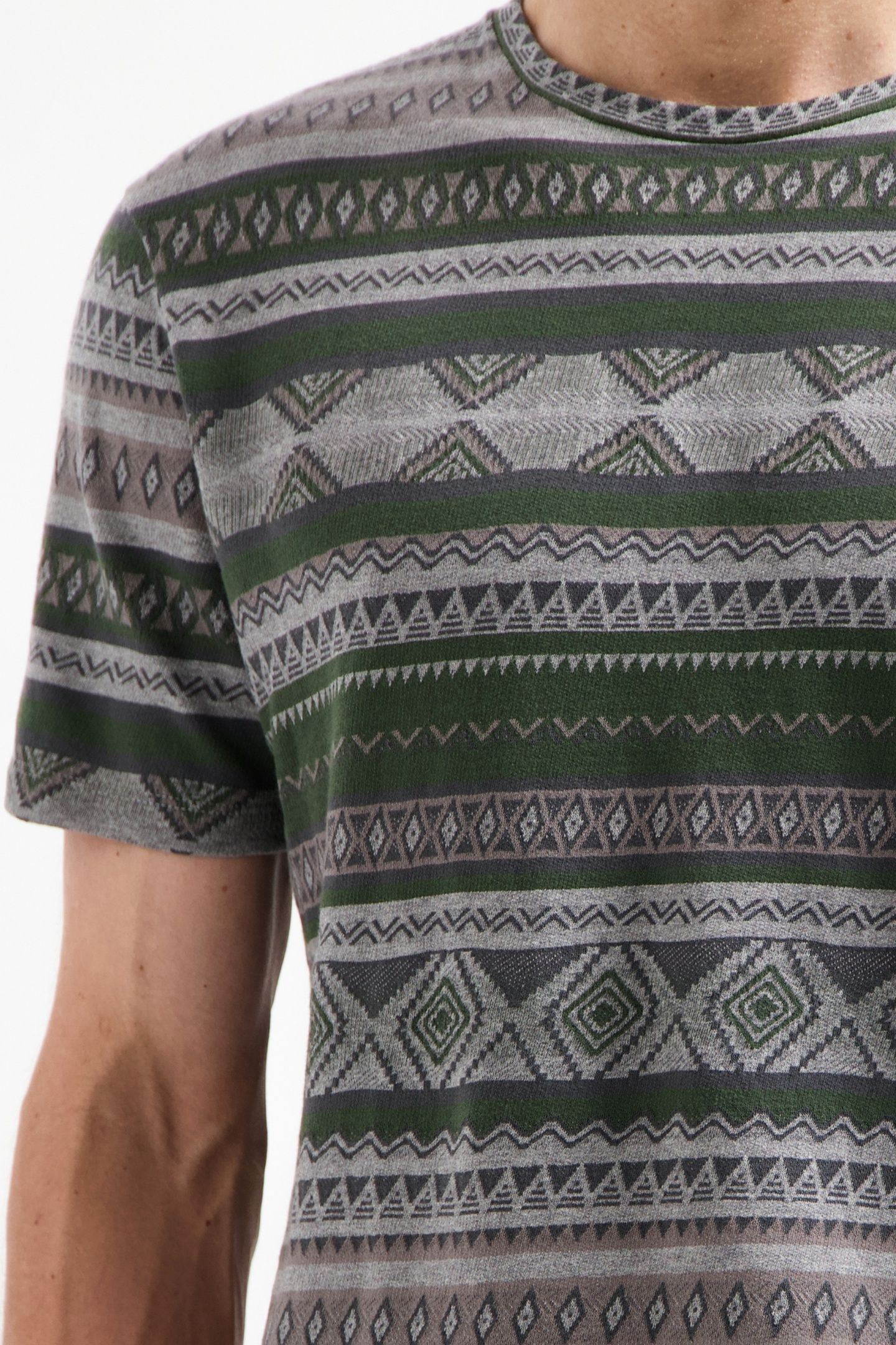 T-SHIRT CREWNECK ALLOVER JACQUARD GREY MELANGE 7