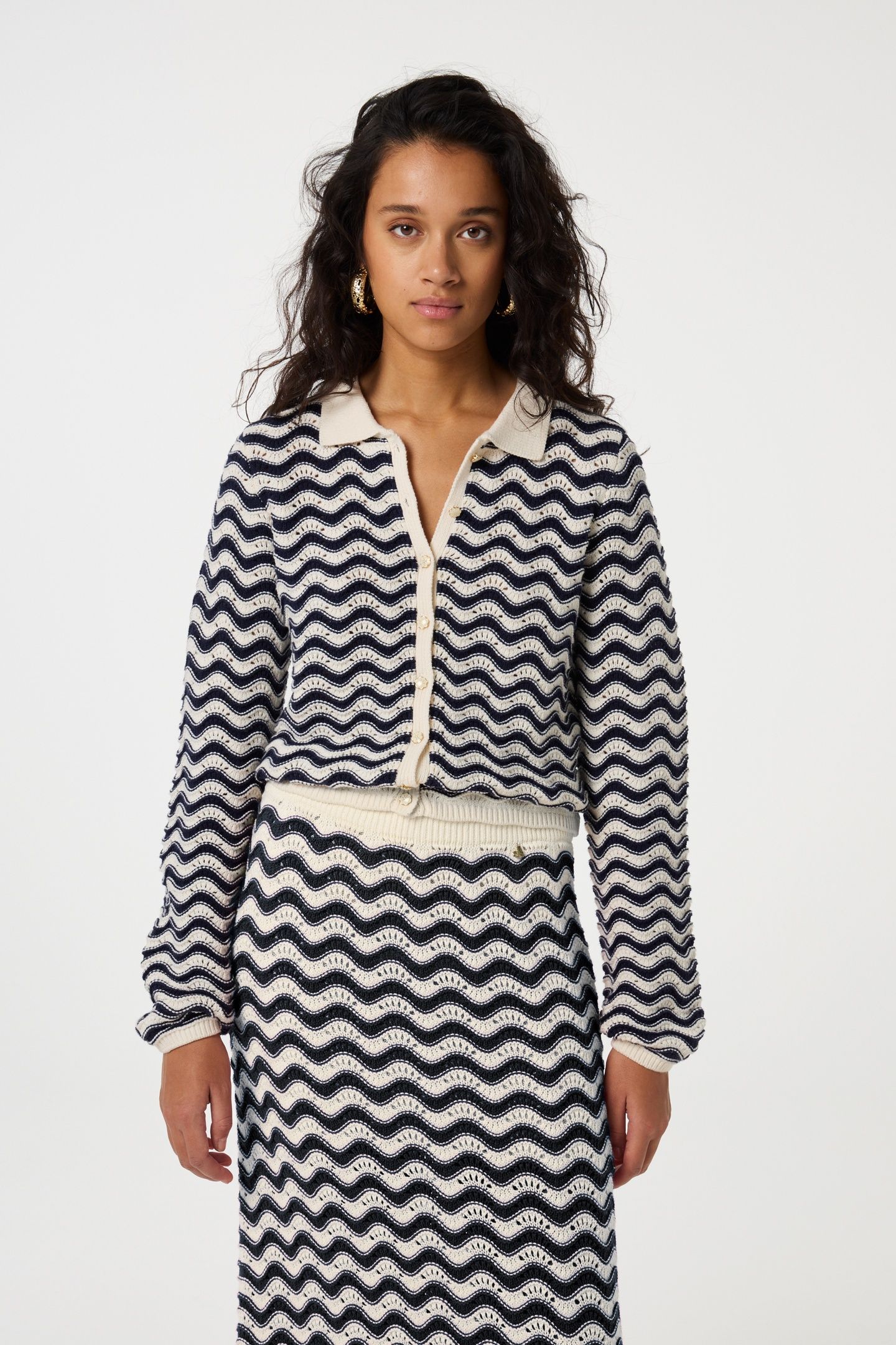 CARO CROCHET CARDIGAN LONG SLEEVE AFTER MIDNIGHT BLUE 1