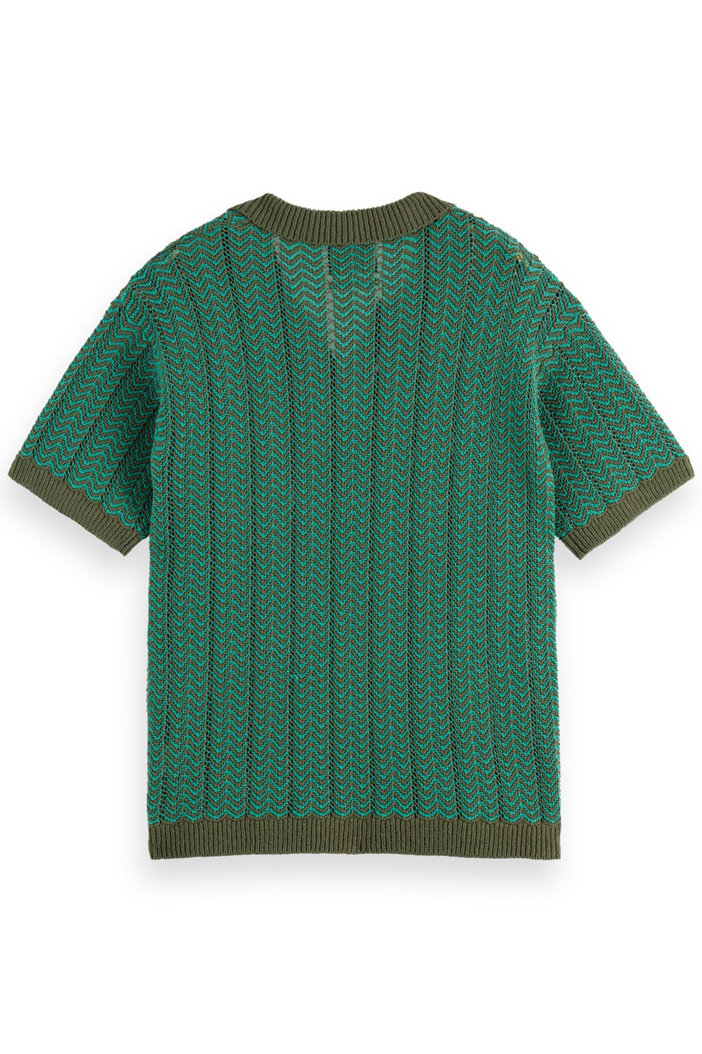 OPEN STRUCTURED KNITTED V-NECK POLO THYME 5