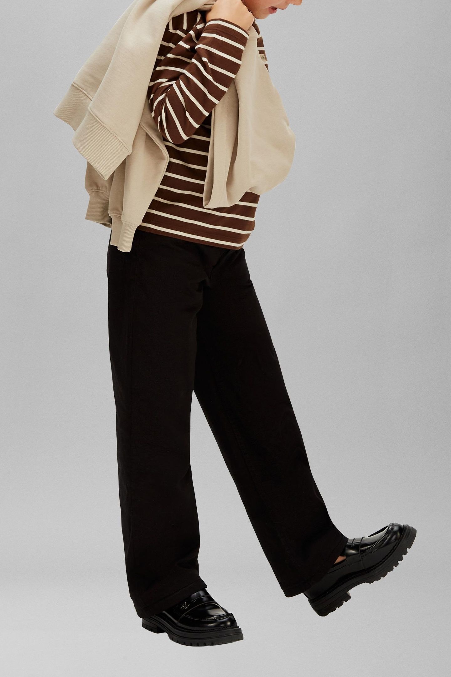 GIRLS STRIPE L/S T-SHIRT LEGACY BROWN/WHITE GRAY 2