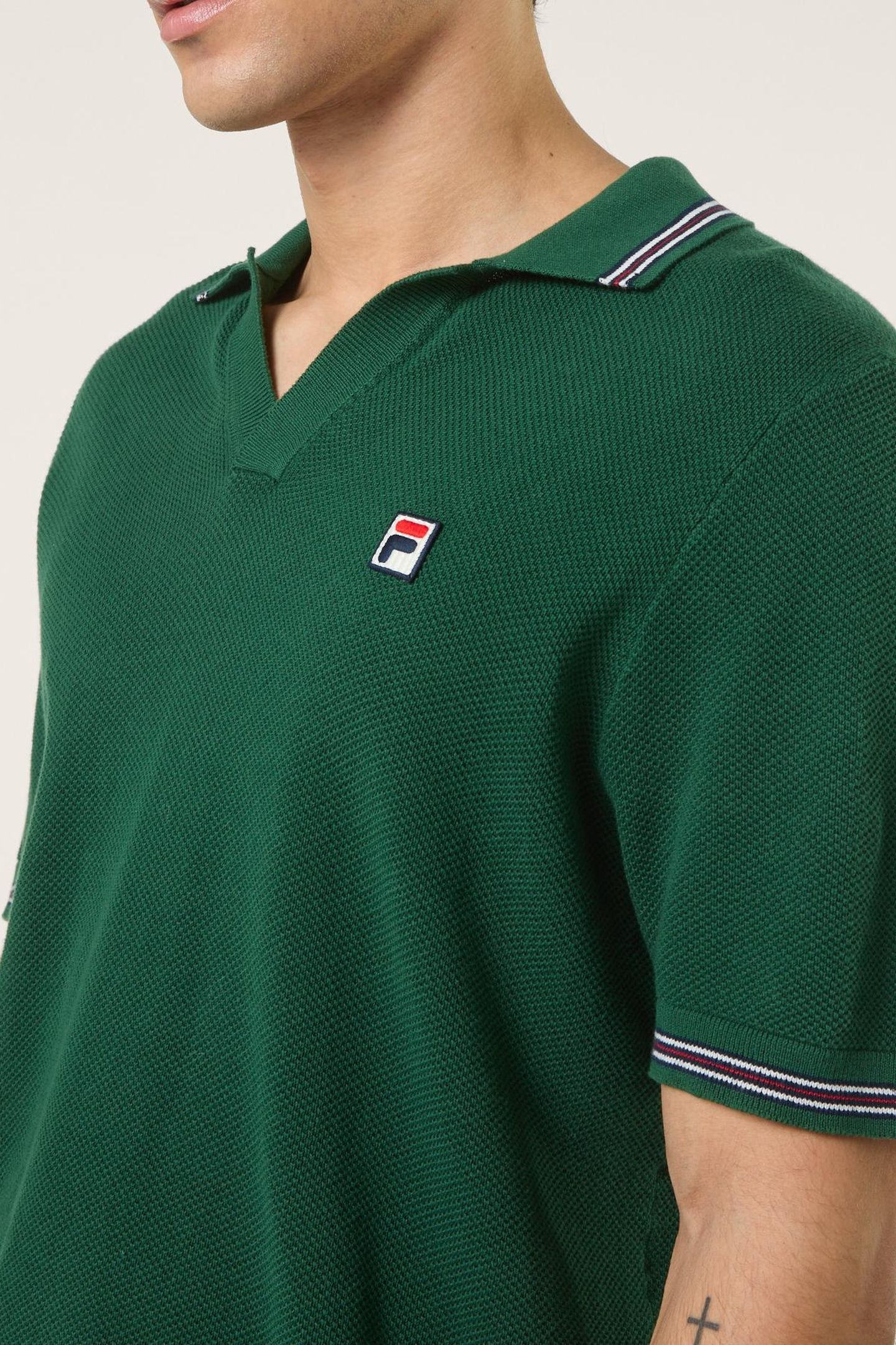 ORENTANO REGULAR JOHNNY COLLAR KNITTED POLO SHIRT POSY GREEN 4