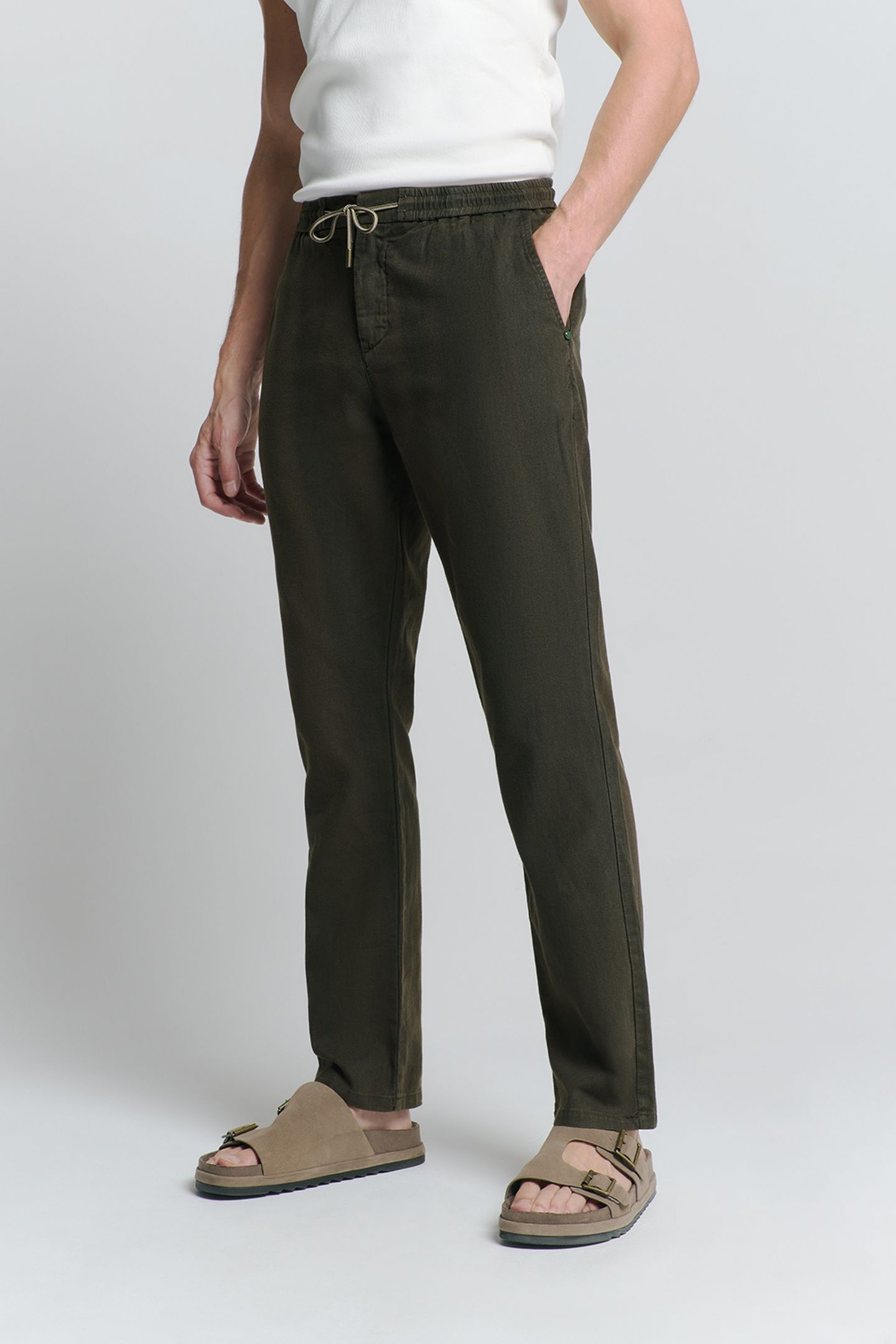 PANTS WITH LINEN GARMENT DYED MOTORBLACK 1
