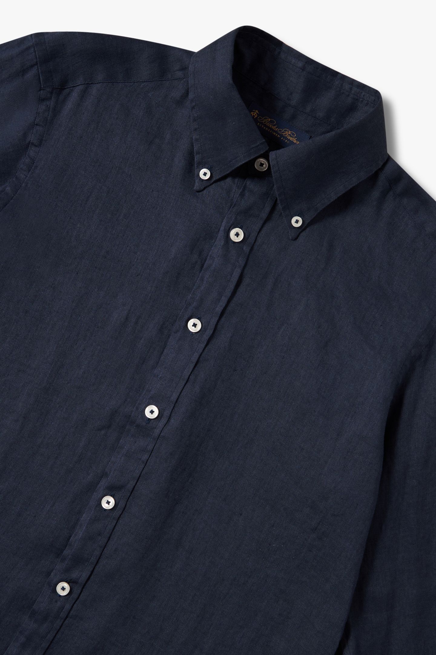 SLIM FIT LINEN BUTTON DOWN SHIRT NAVY 5