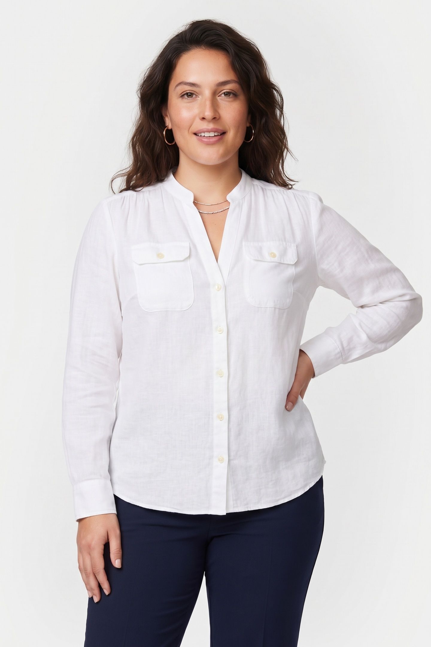 COREAN COLLAR SHIRT LINEN WHITE 1