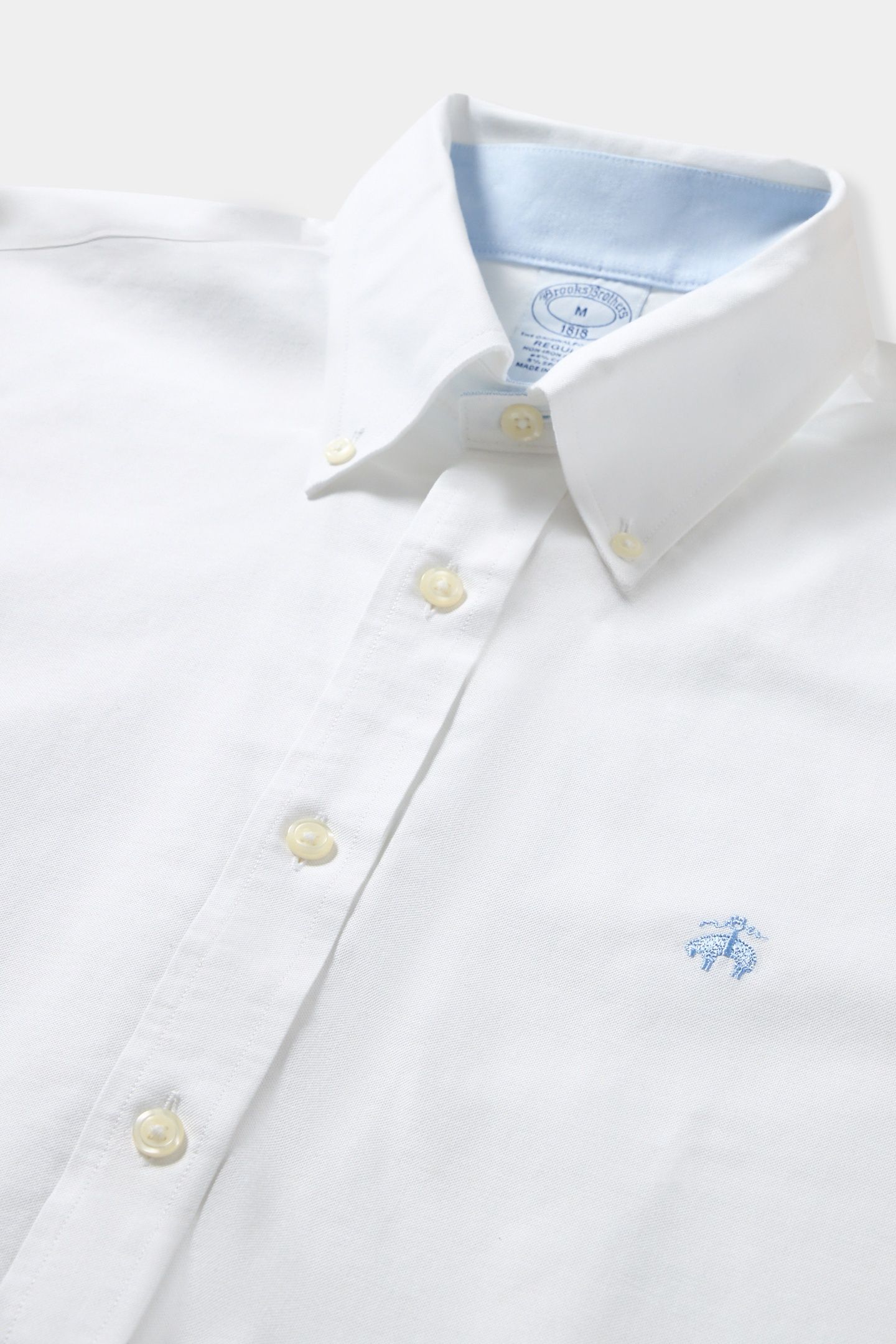 NON-IRON OXFORD STRETCH SOLIDS REGULAR OPEN WHITE 5