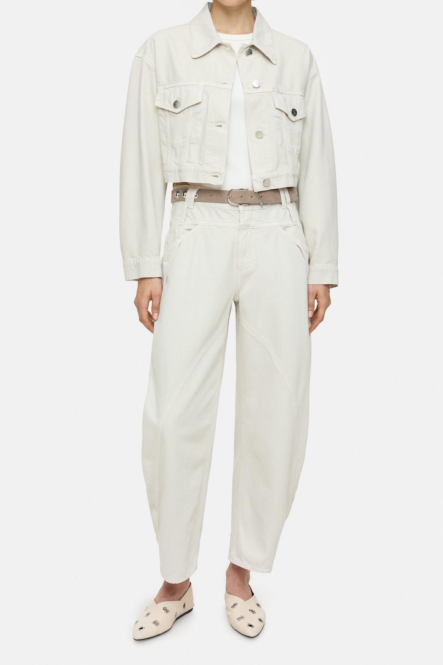 BOXY DENIM JACKET STONE BEIGE 2