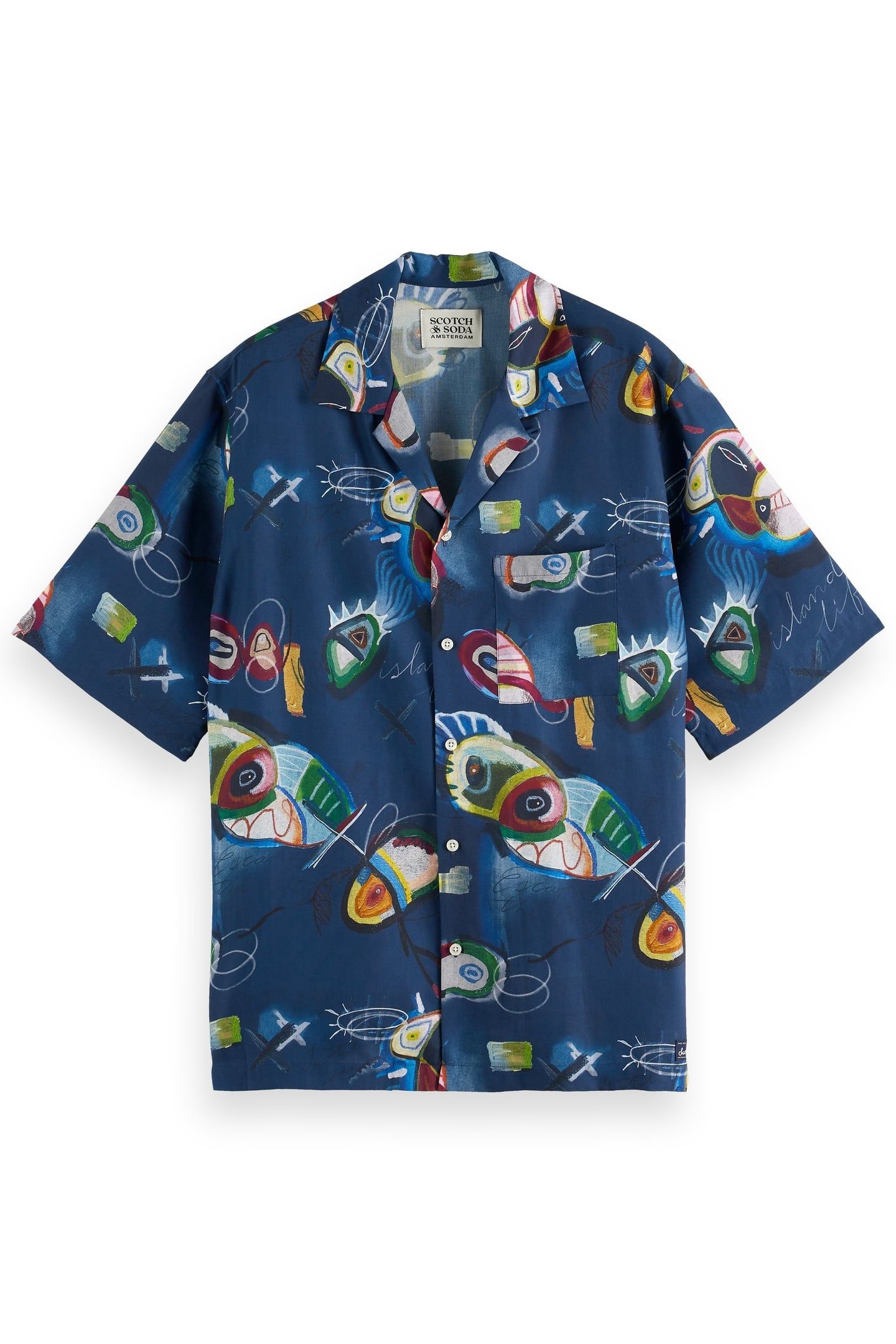 AOP SHORT-SLEEVED RELAXED-FIT TENCEL SHIRT ABSTRACT ISLAND N 4