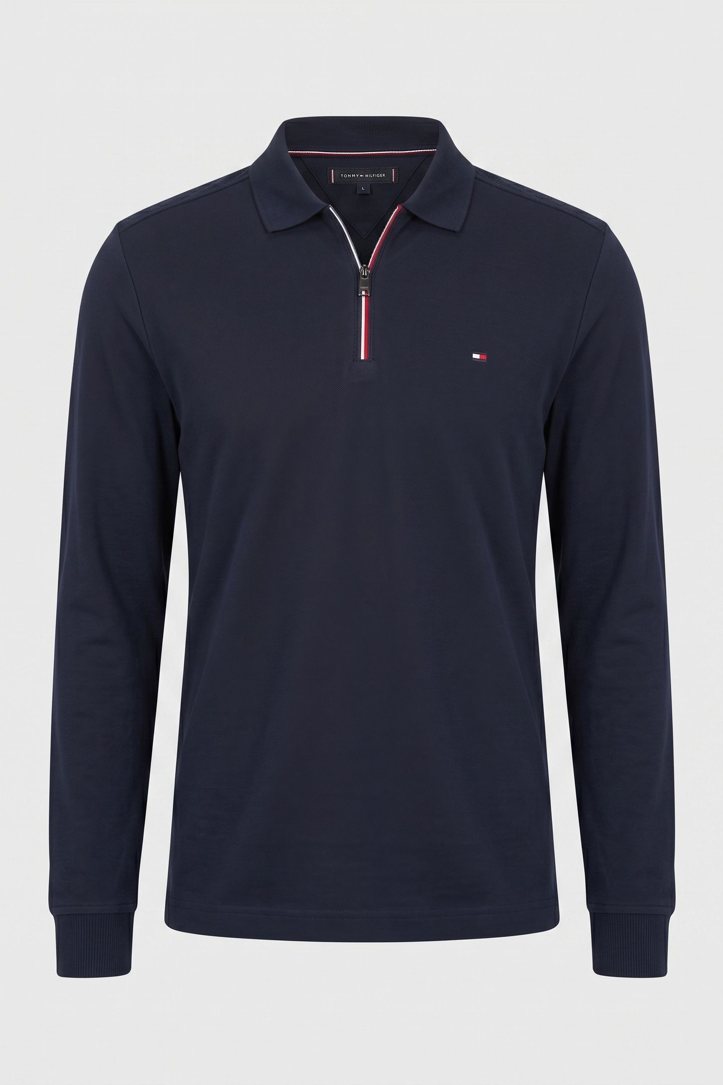 FLUID COTTON FLAG EMBROIDERY ZIP POLO SHIRT DESERT SKY 3